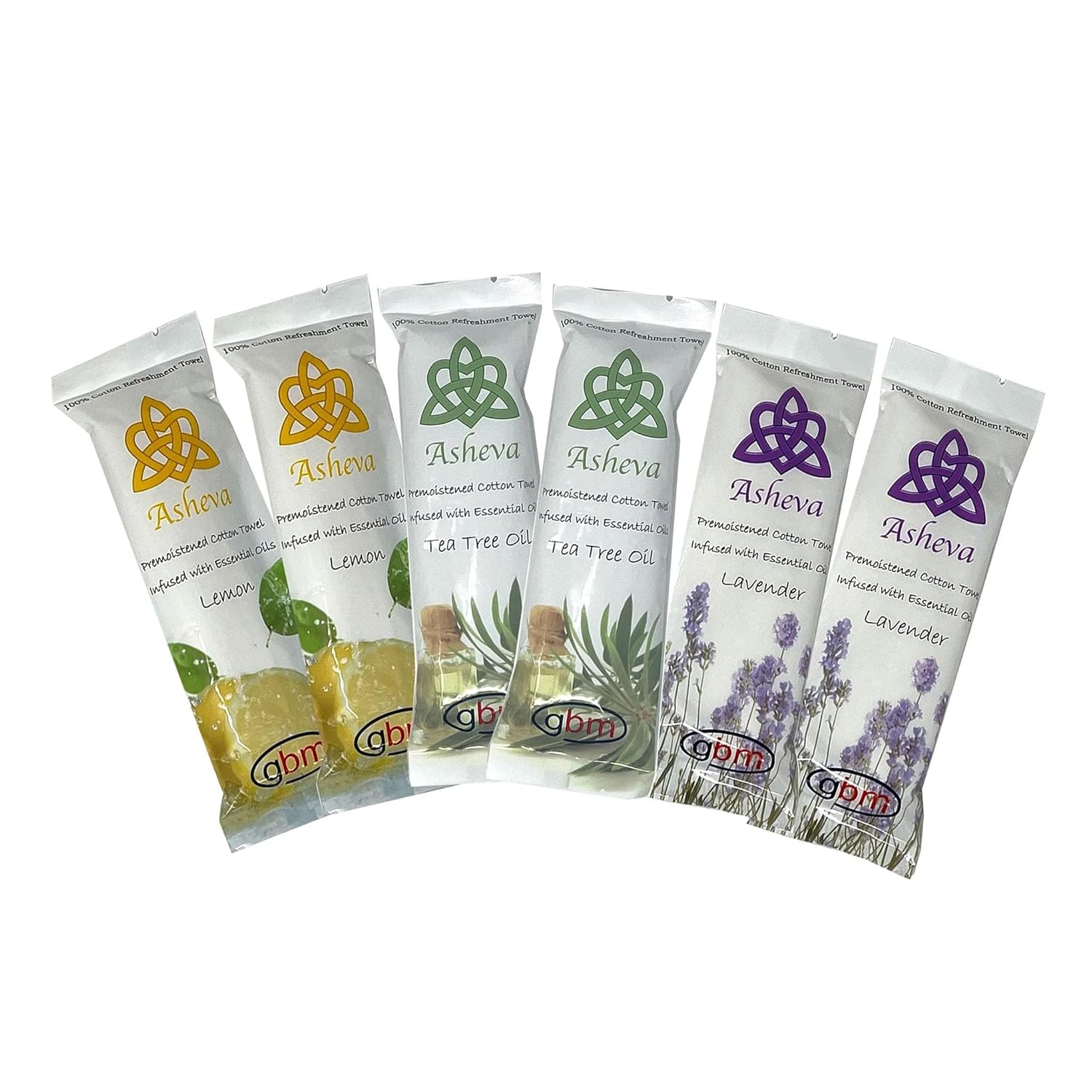 GBM Asheva 8 x 9 Moist Towels - Lavender Lemon Tea Tree Scented