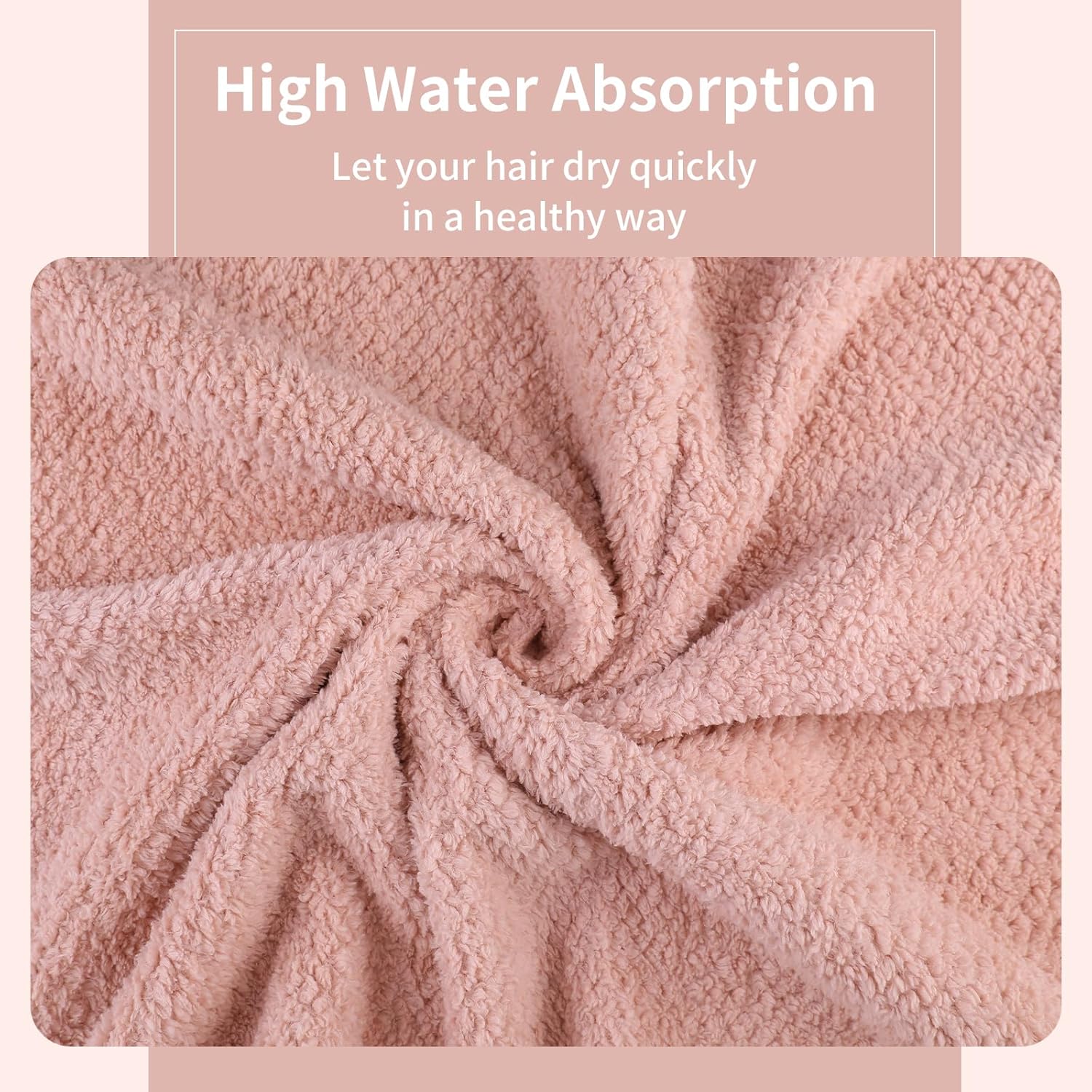 Laojbaba Microfiber Hair Towel 20X40inch Lotus Root Pink