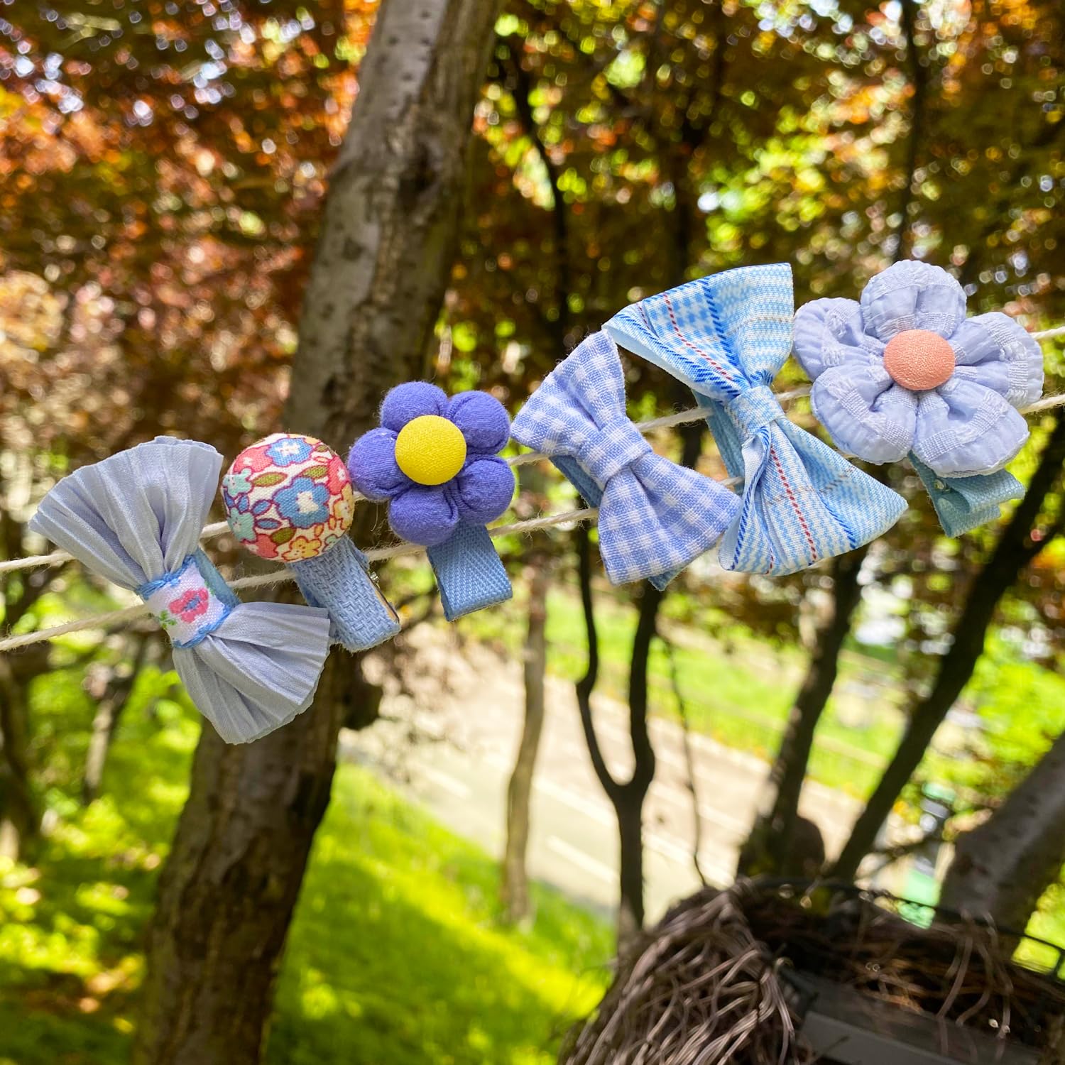 15 Pcs Cute Bows Fabric Hair Clips for Girls and Women