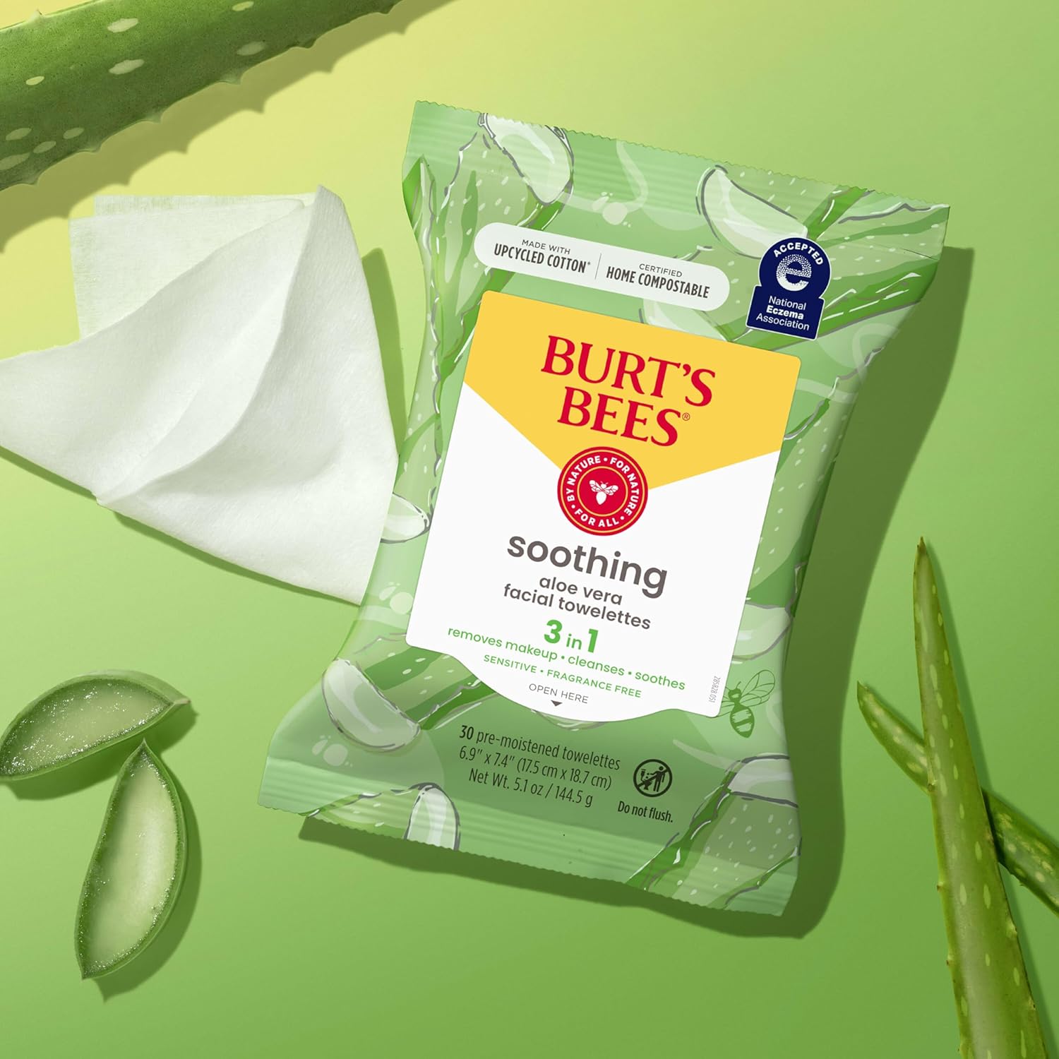 Burts Bees Aloe Vera Face Wipes 30 Ct 3-Pack 1