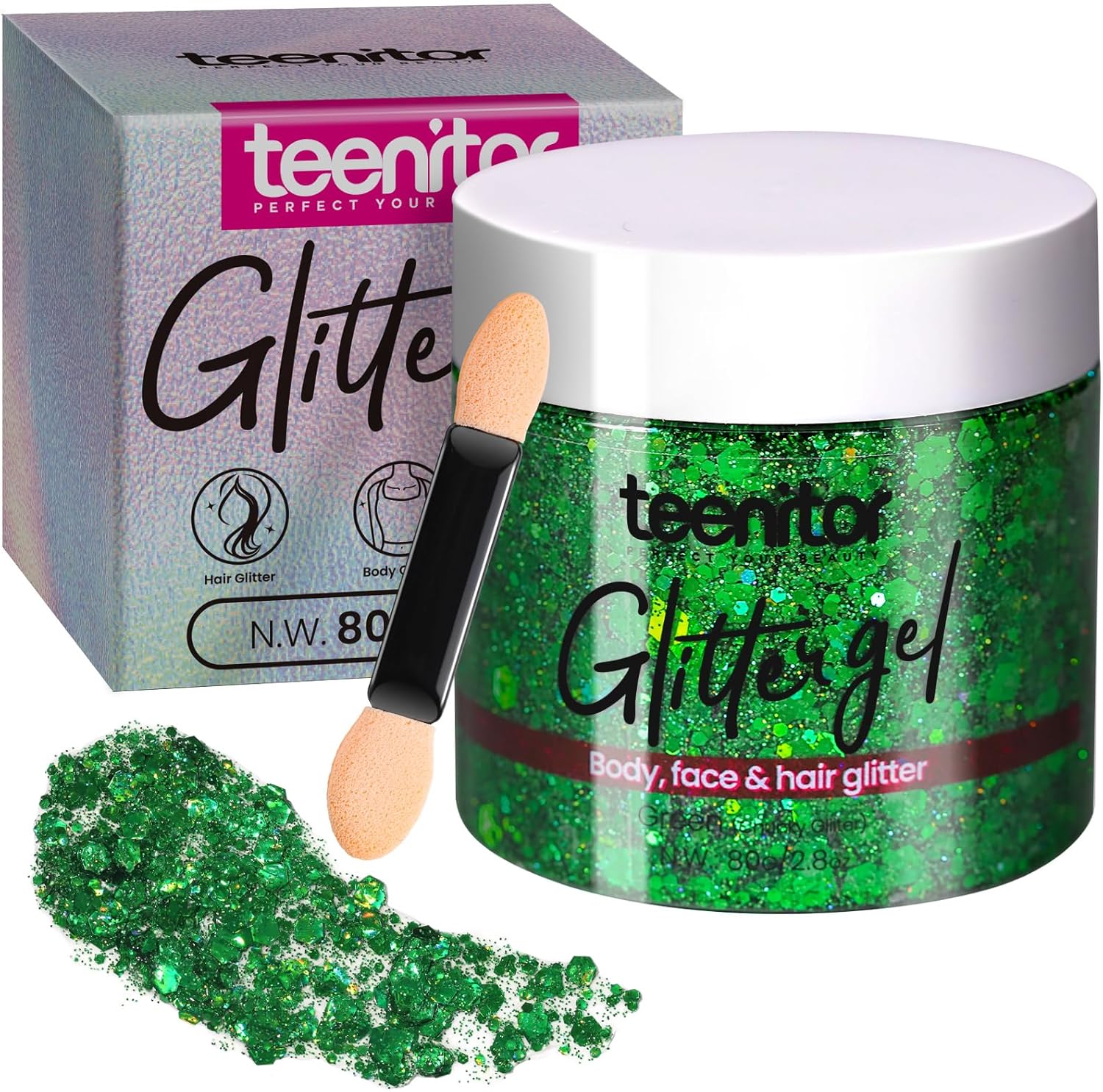 Teenitor Green Body Glitter Gel 80g Holographic