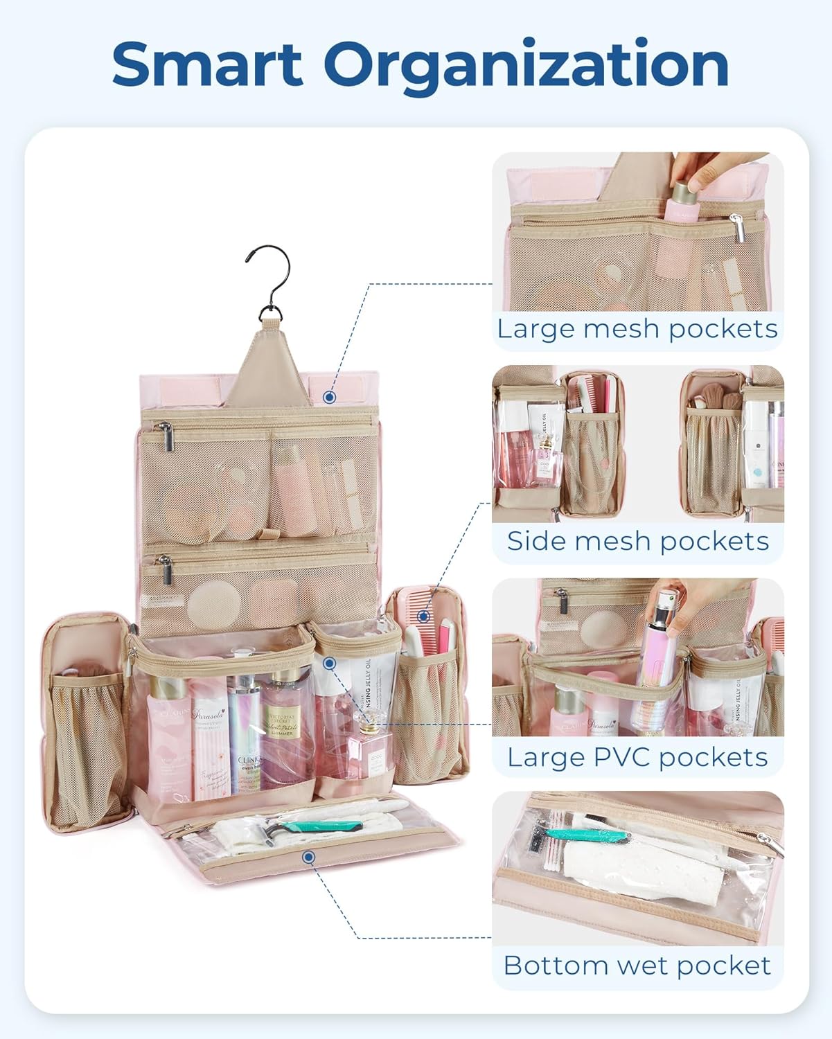 BAGSMART Extra Large Hanging Toiletry Bag for Women