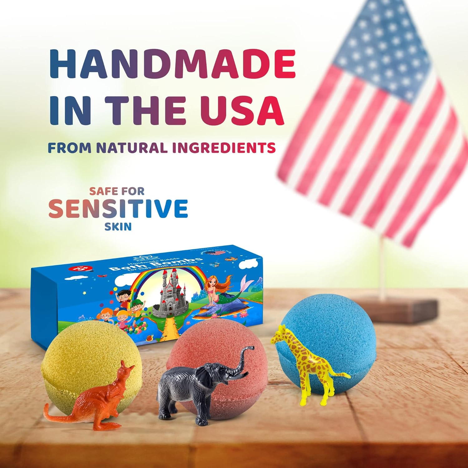 3 Wild Animal Bath Bombs for Kids Natural Safe