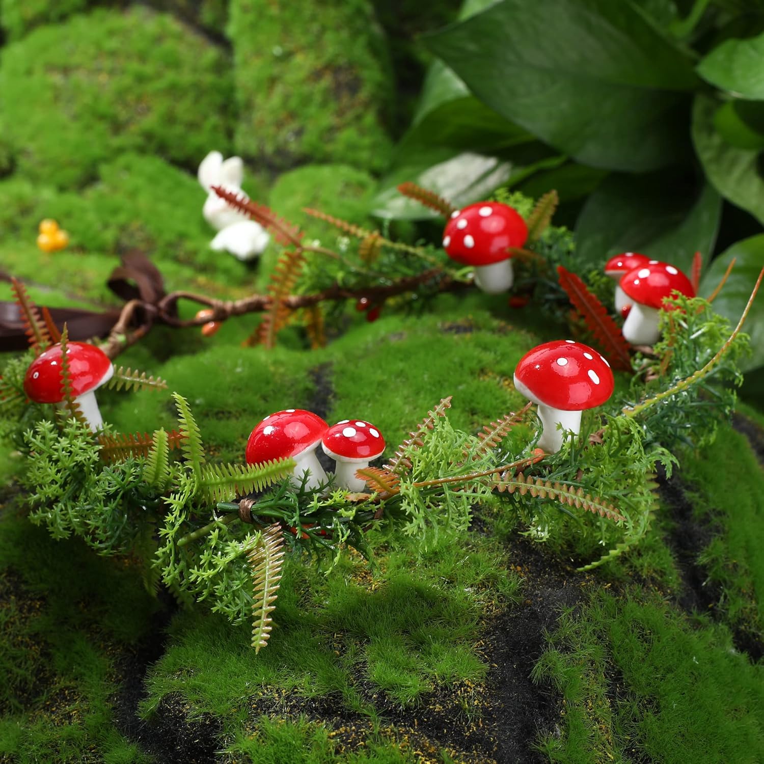 MOSTORY Green Elf Mushroom Crown Headband for Women Girls