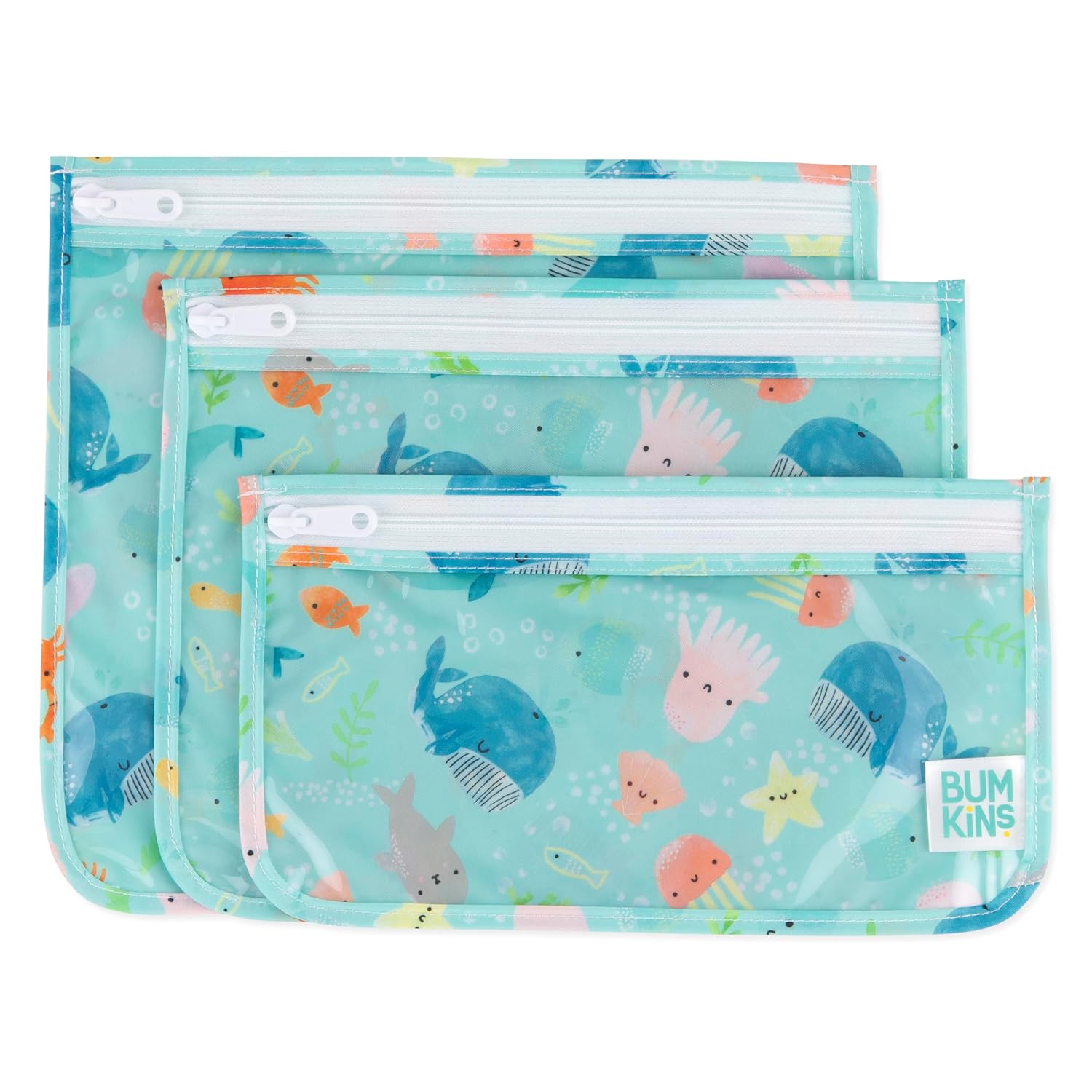 Bumkins Travel Bag Set of 3 Sizes Ocean Life Blue 1