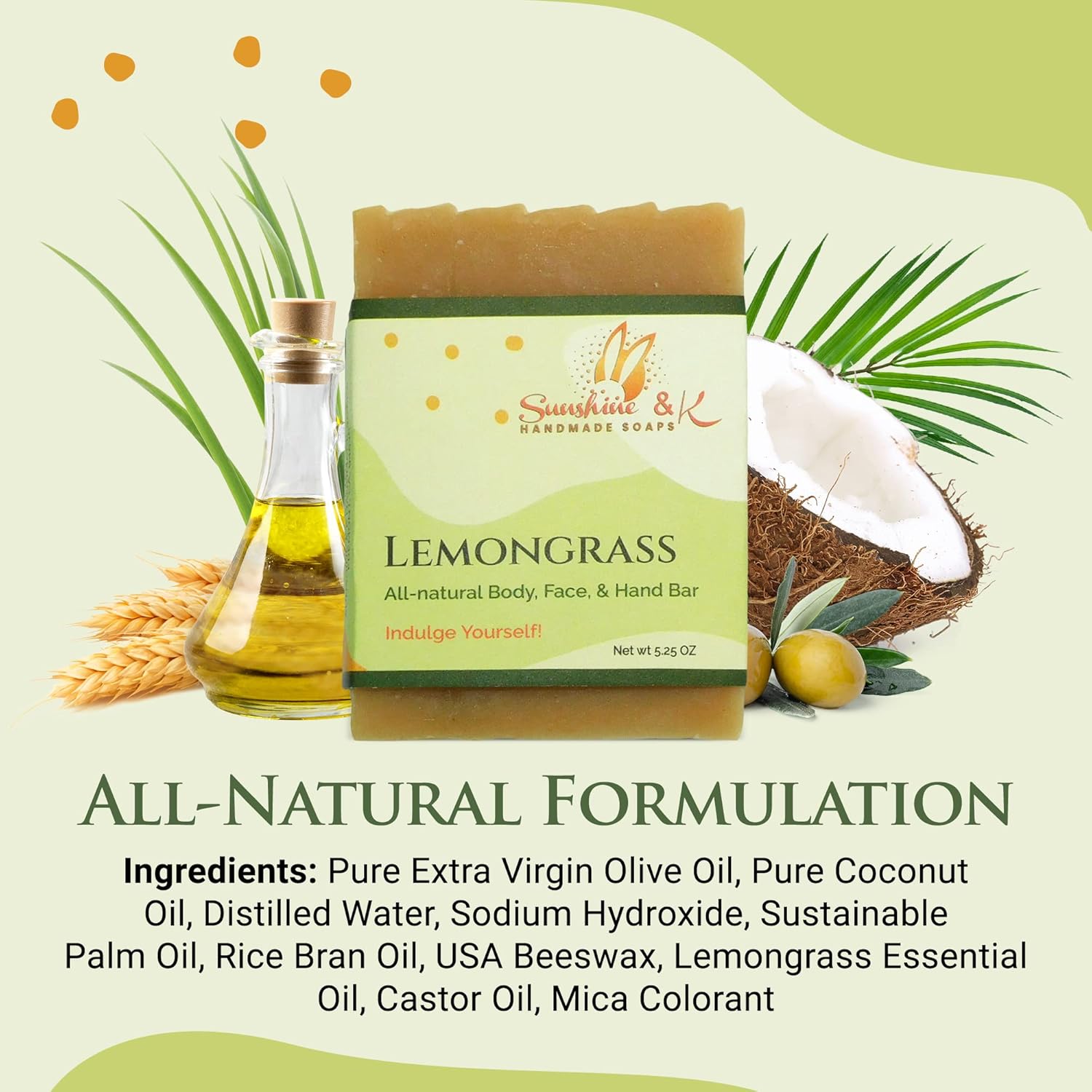 Lemongrass Body Hand Soap Bar - Natural Moisturizing