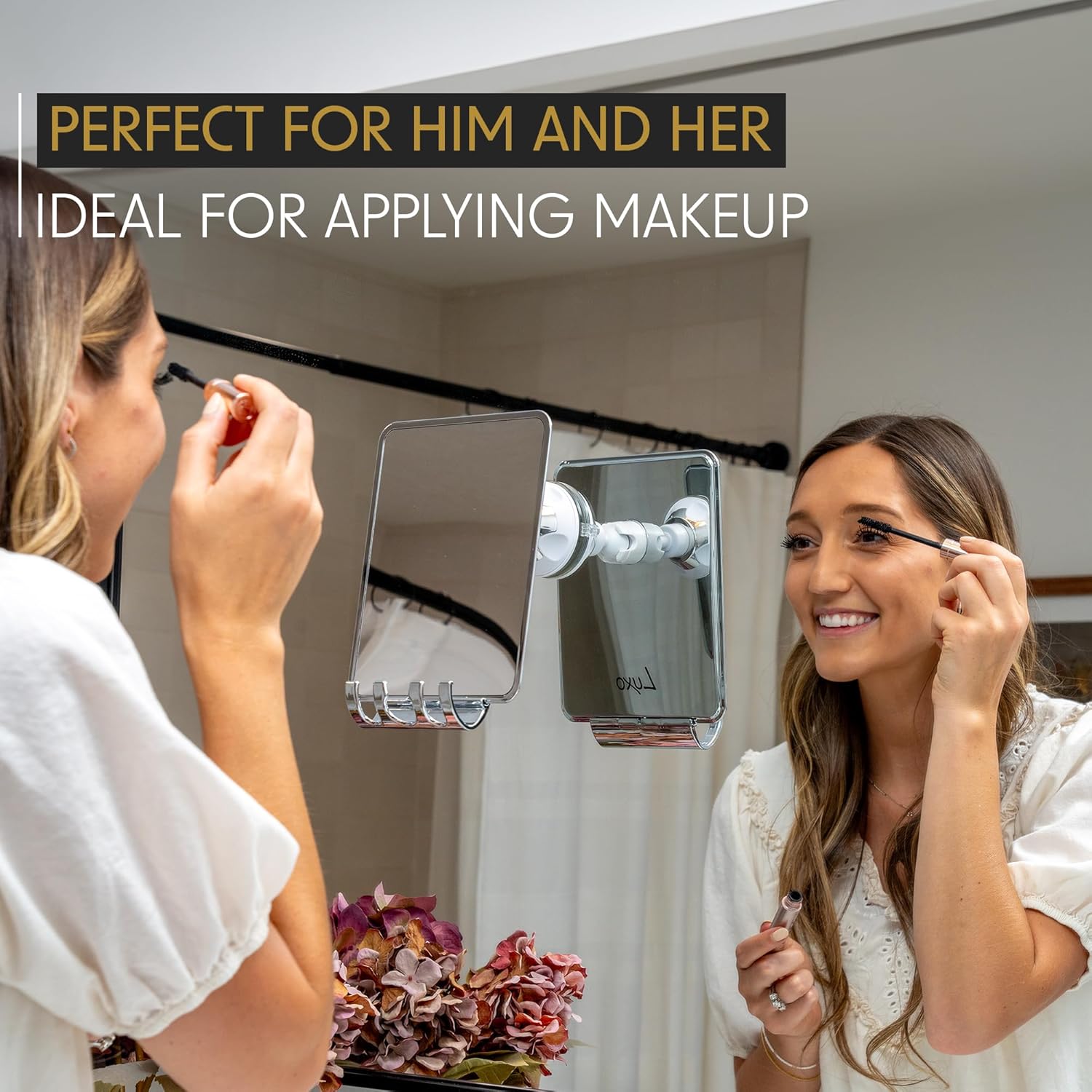Luxo Shower Mirror with Suction and Razor Holder