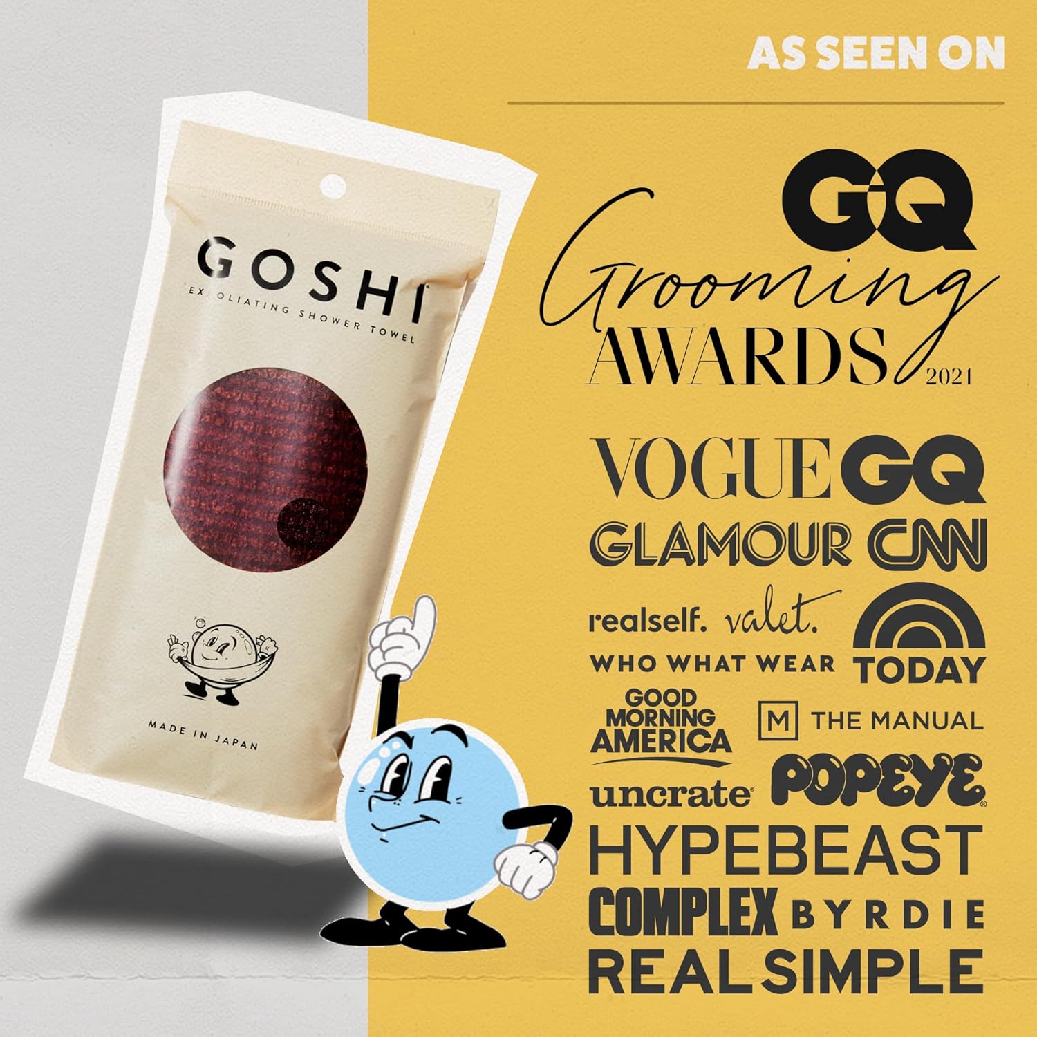 GOSHI Exfoliating Towel - Rip-Resistant Soft Made in Japan