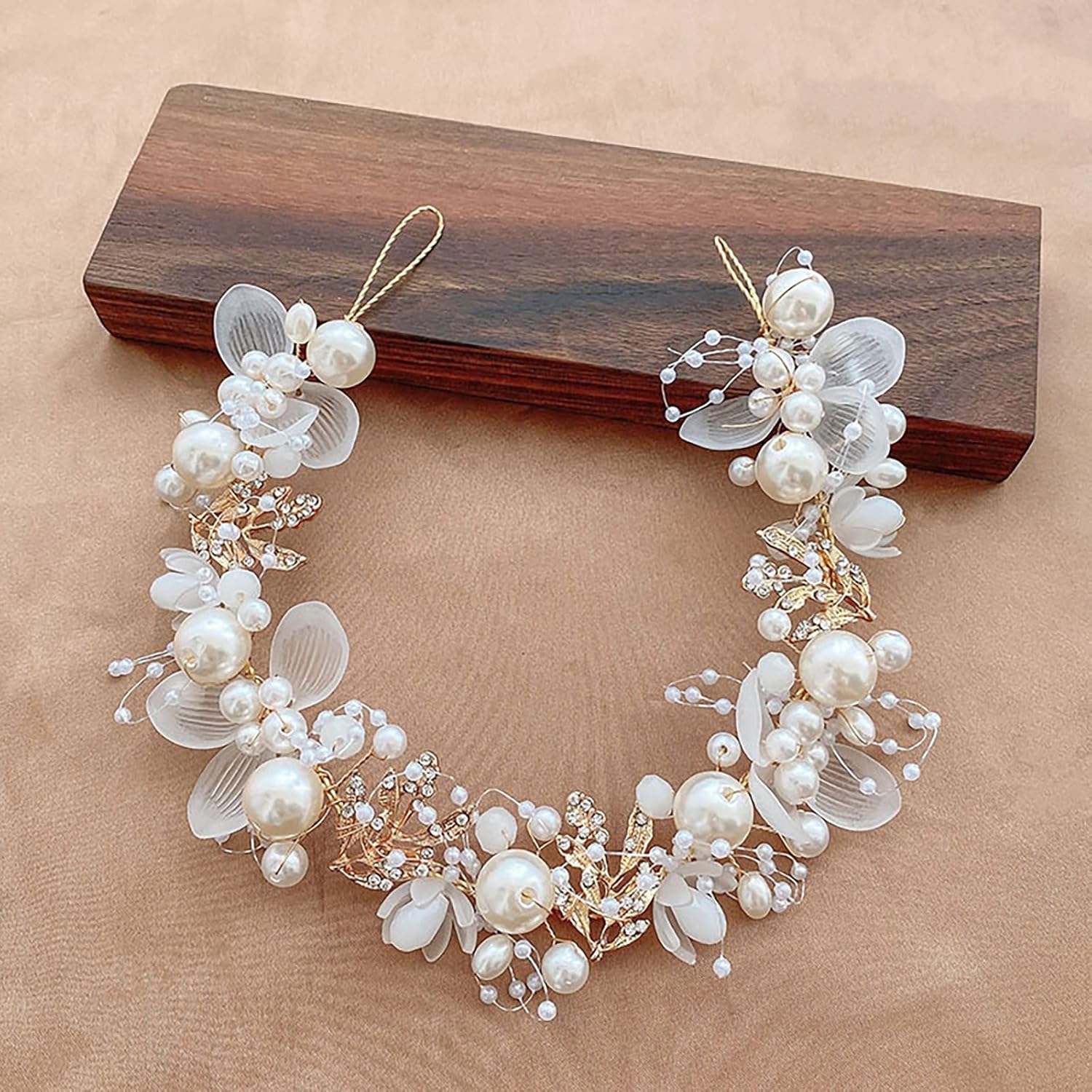 Binrina Hairband - Elegant Pearl Crystal Flower Headpiece for Princess Bridesmaid