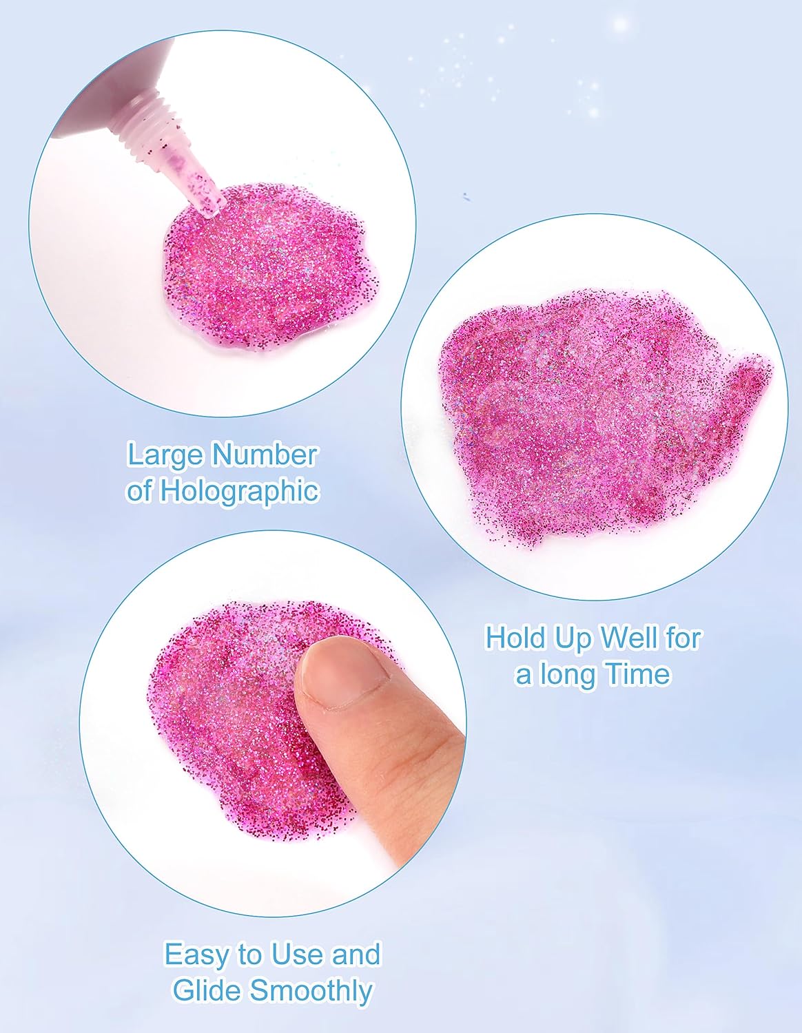 Holographic Body Glitter Gel for Face Hair Lips 1
