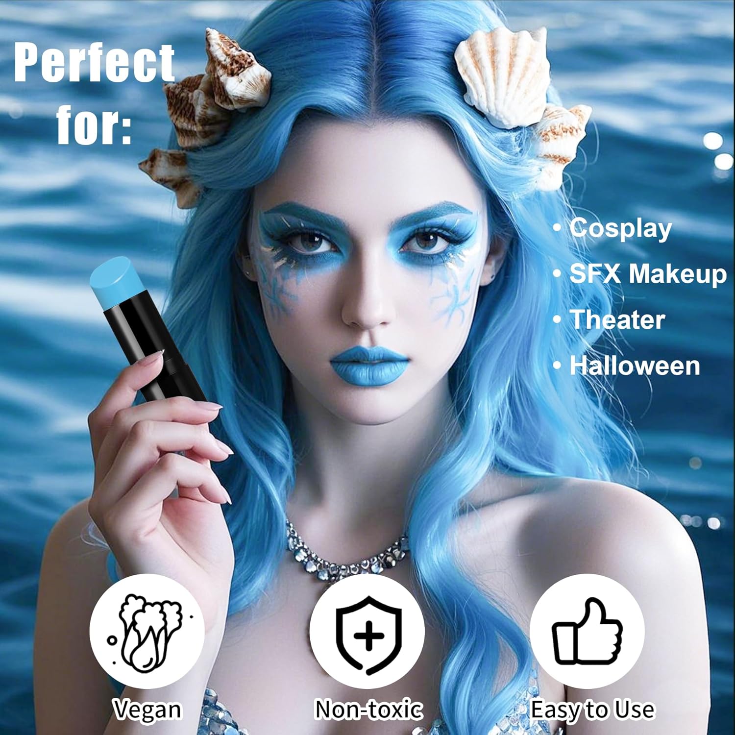 Drawdart Cream-Blendable Light Blue Face Paint Stick