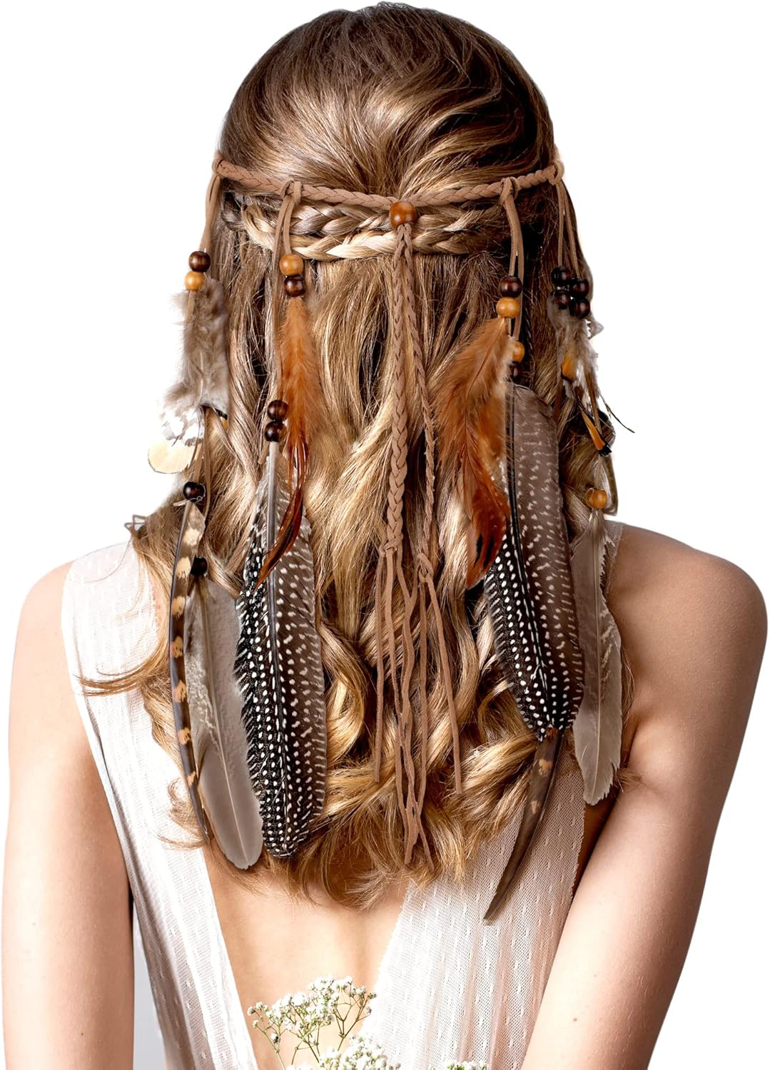 XunYee Feather Headband for Women - Hippie Costume Accessory