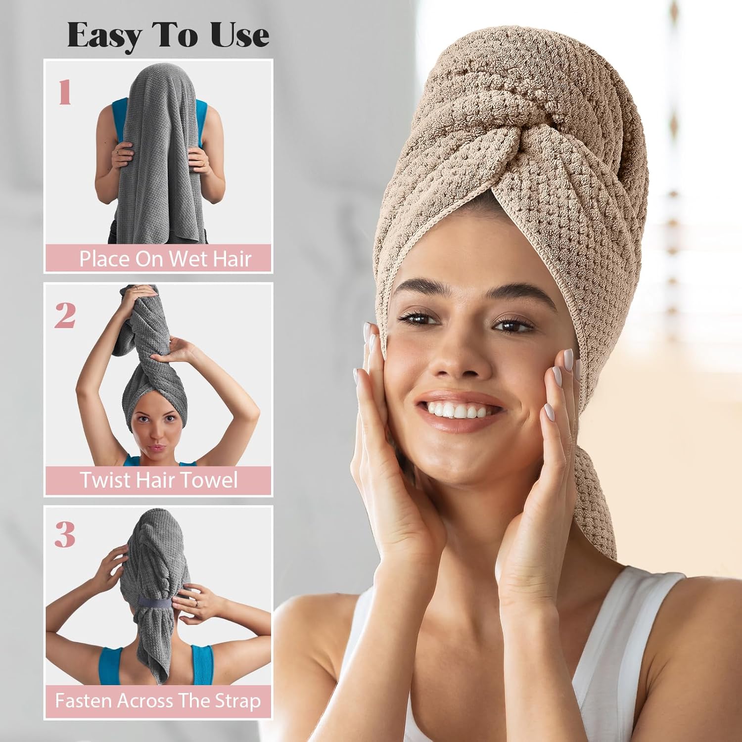 MABAO 2 Pack Microfiber Hair Towel Wrap for Women