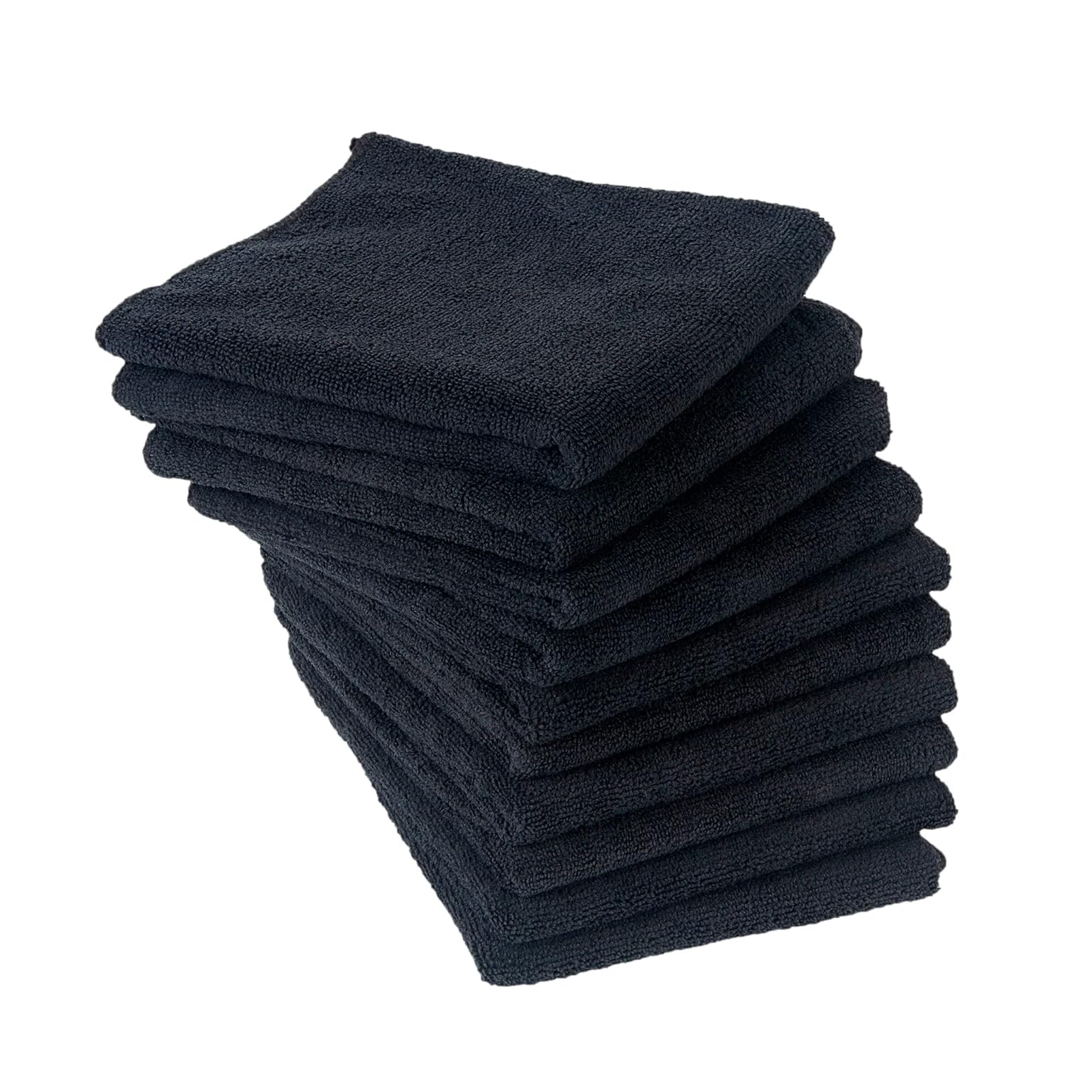 Eurow Microfiber Salon Towels 16x29 Inches 10-Pack Black