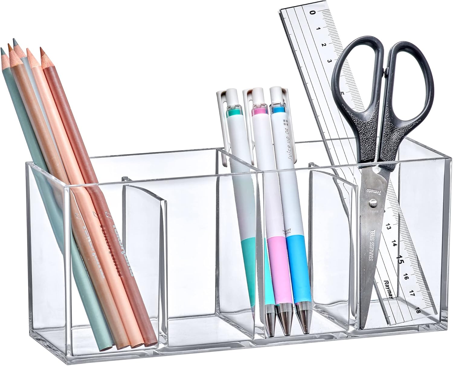 Amazing Abby - 4-Compartment Makeup Organizer with Brush Holder