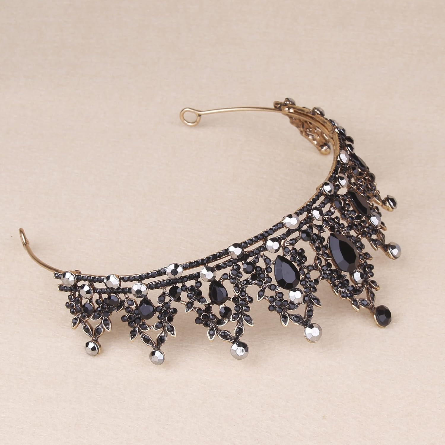 Vofler Black Crown Tiara for Women - Gothic Halloween Costume Headband