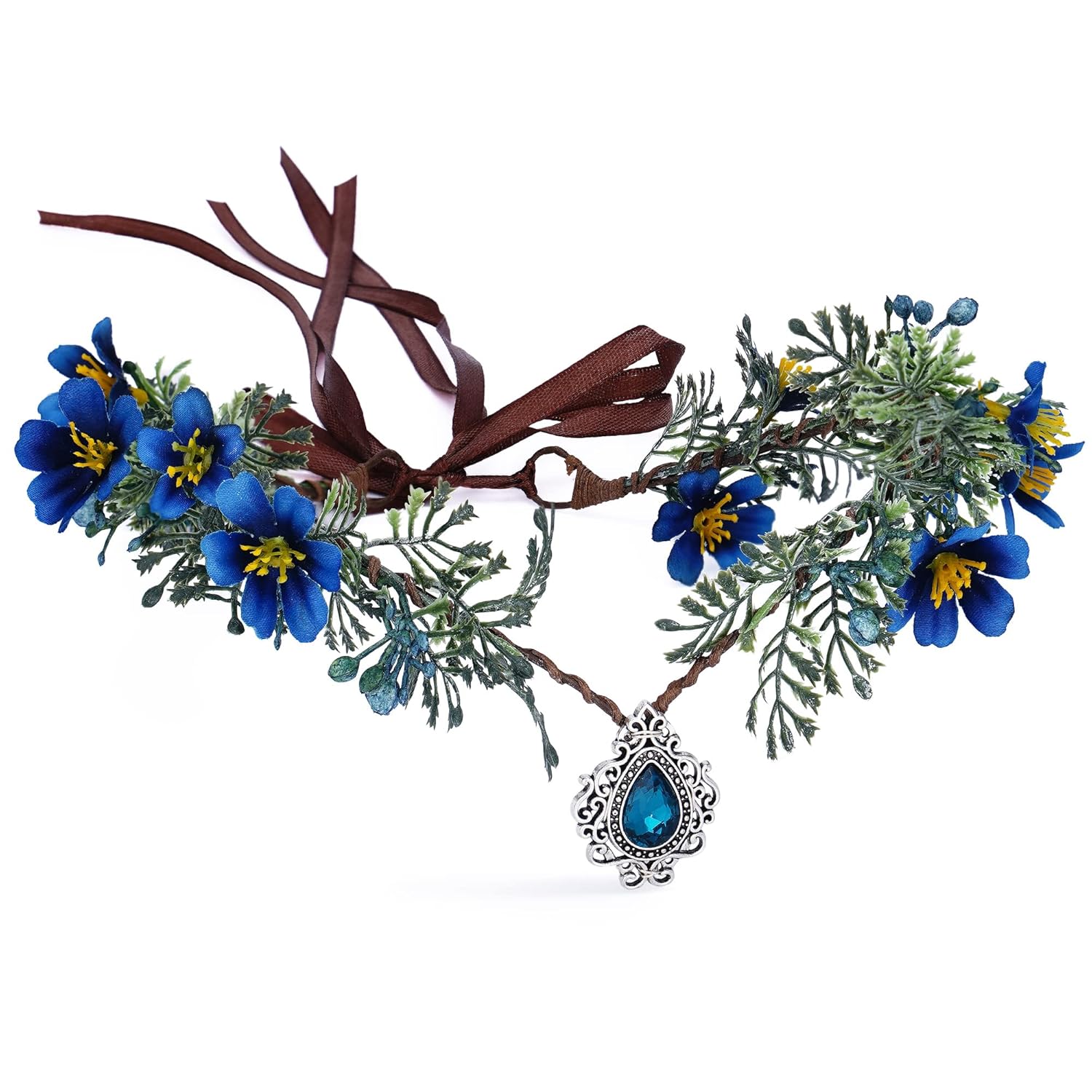 MOSTORY Fairy Flower Crown with Crystal Tiara for Women Girls Bridal Headband