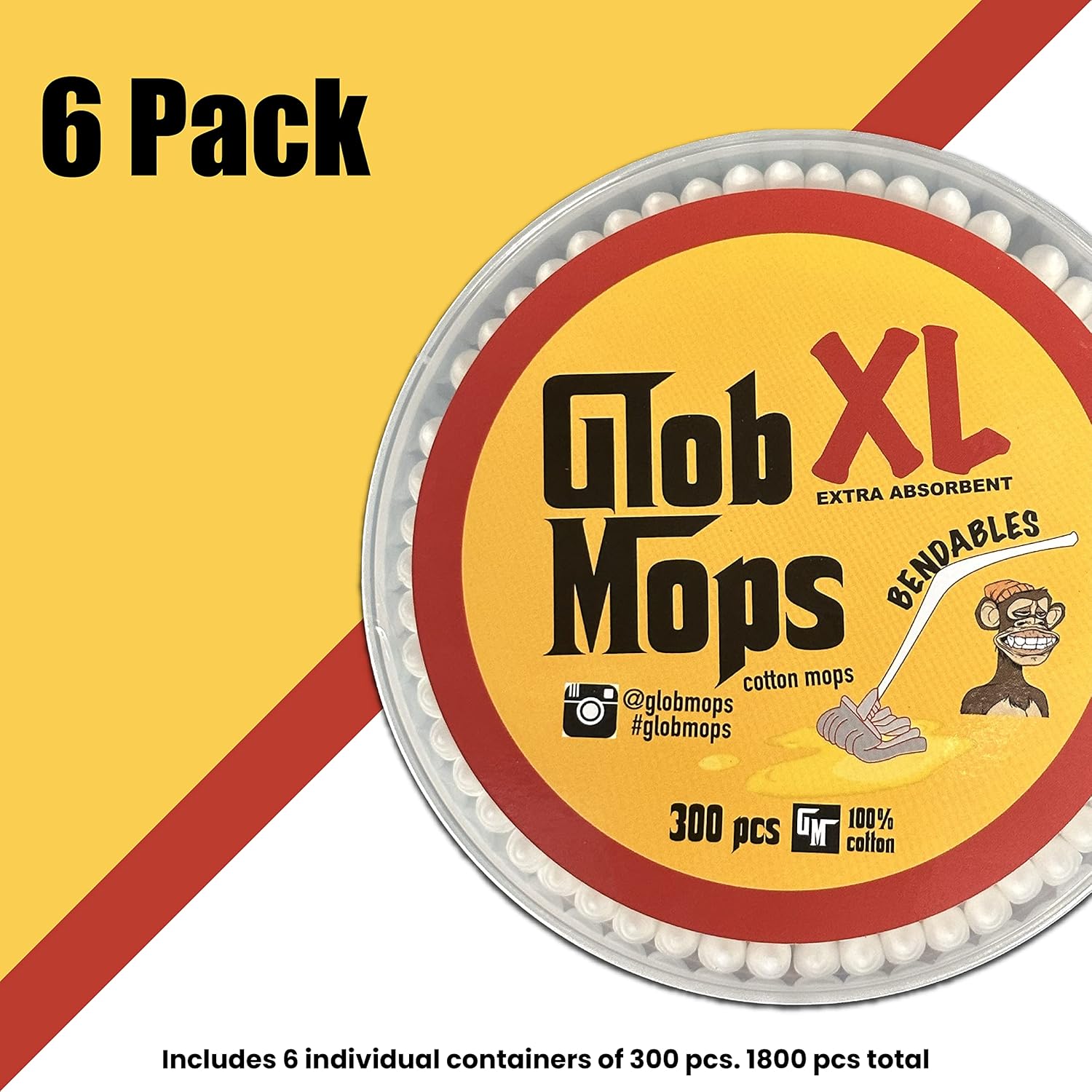 Glob Mops Bendable Cotton Swabs 6-Pack
