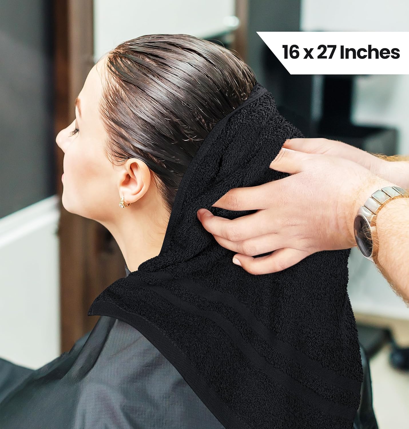 Utopia Towels 24 Pack Bleach Safe Salon Towels 16x27 Inches Black