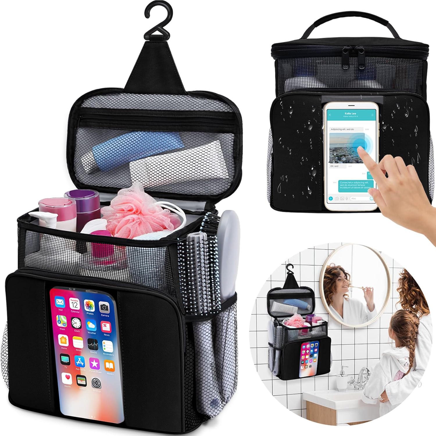 Mesh Shower Caddy Portable Travel Toiletry Bag