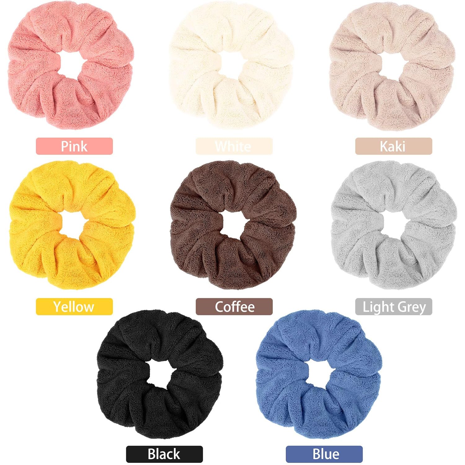 Chuangdi 8-Piece Colorful Microfiber Hair Scrunchies