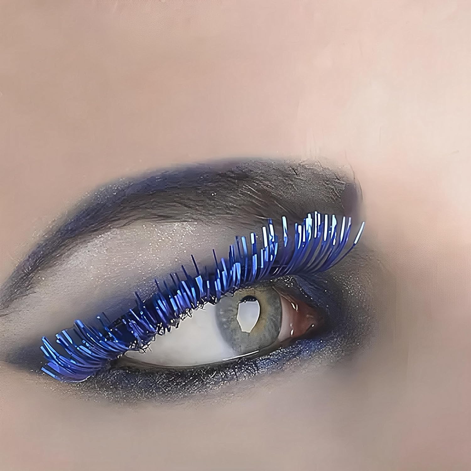 Blue Synthetic Tinsel Eyelashes - 1 Pair Easy Apply