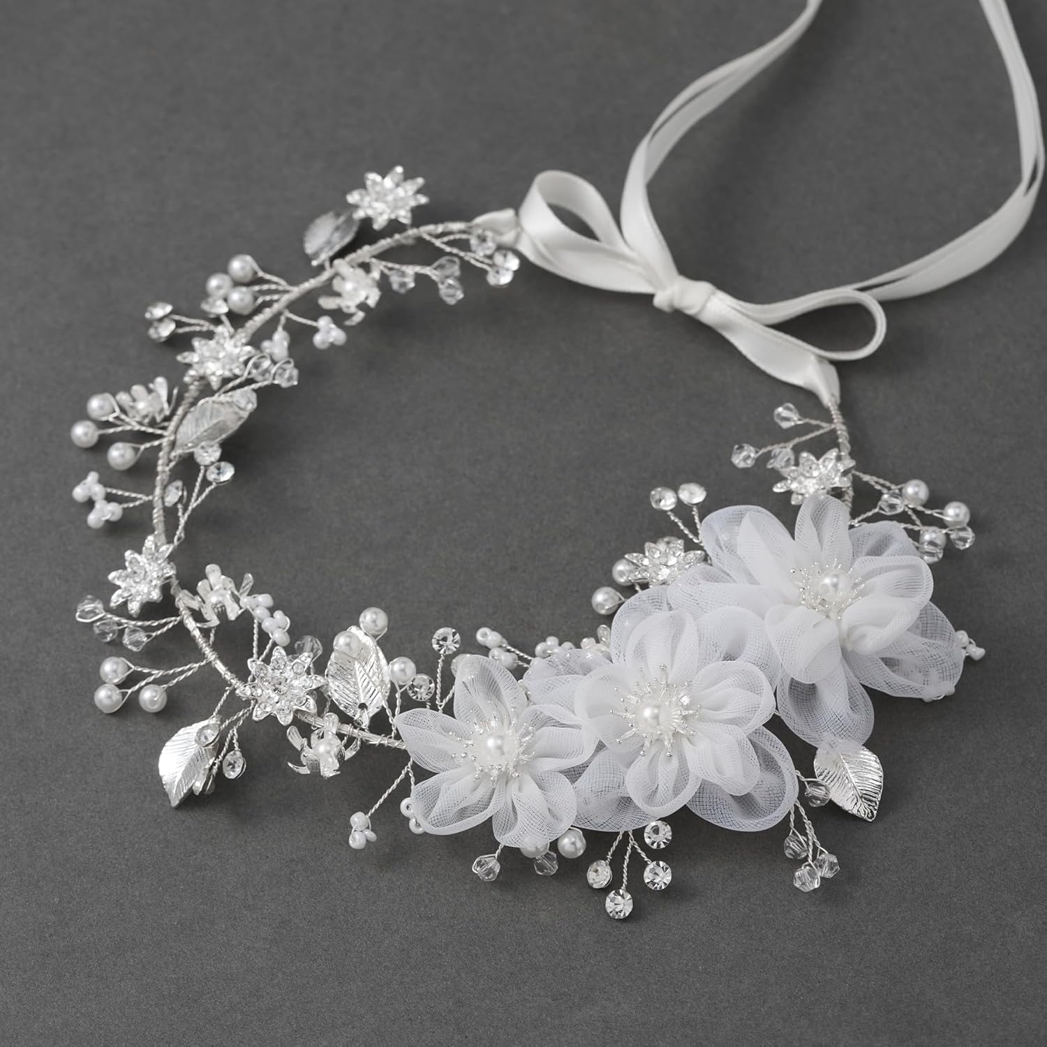 SWEETV Silver Rhinestone Wedding Headband for Bride