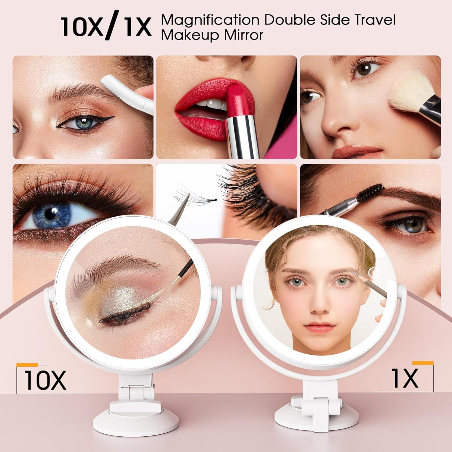 Horyliin 10X1X Makeup Mirror with Lights and Magnification