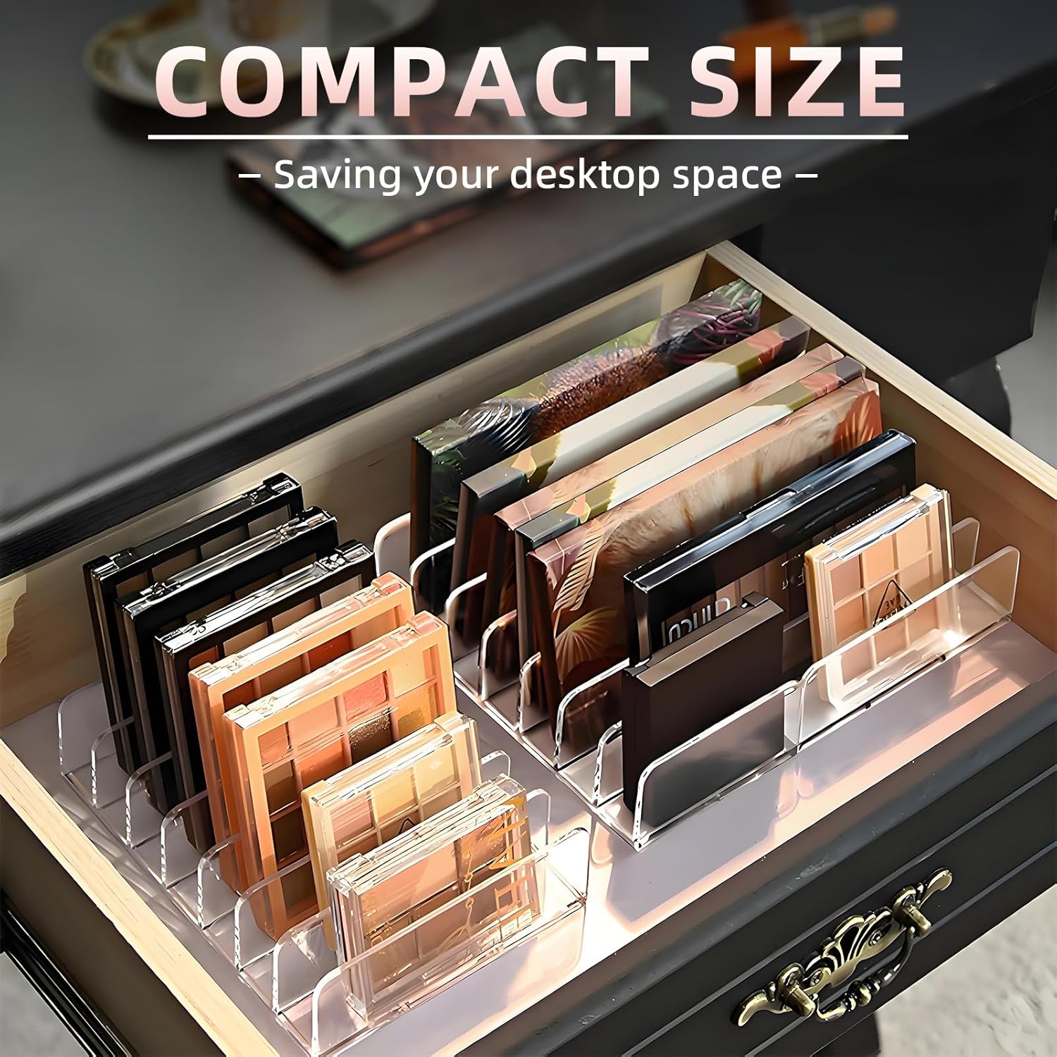 2 Pack Acrylic Makeup Palette Organizers - 7-Slot Display Cases