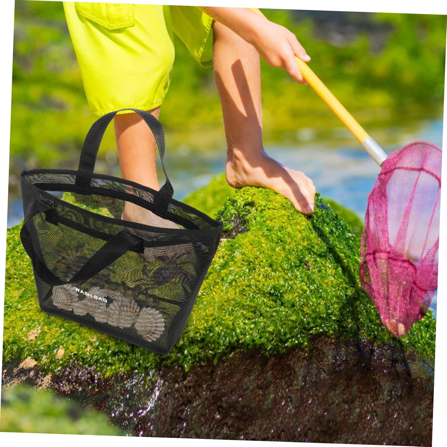 Mobestech Portable Mesh Shower Organizer Bag for Toiletries and Travel