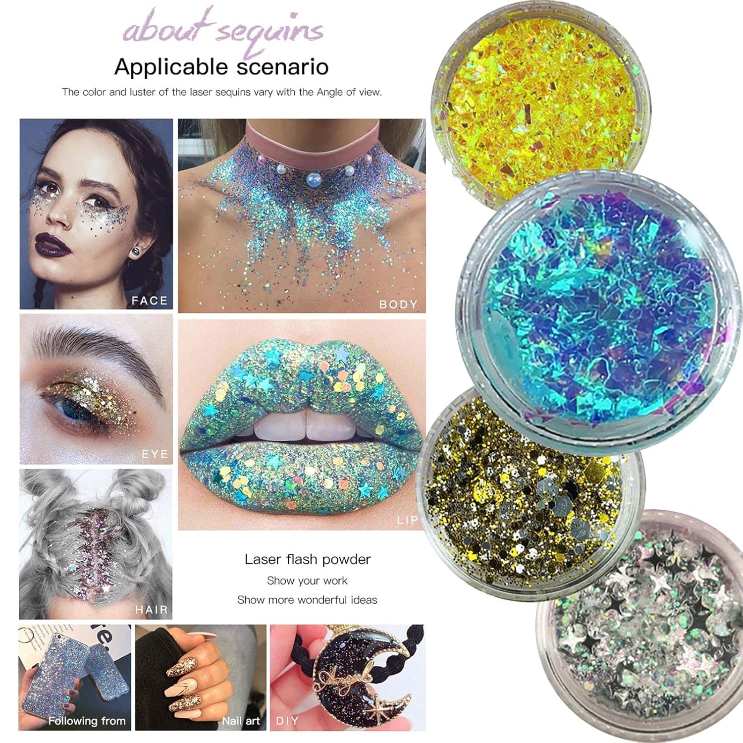 KEEADI Body Glitter Gel Sequins for Concerts and Festivals