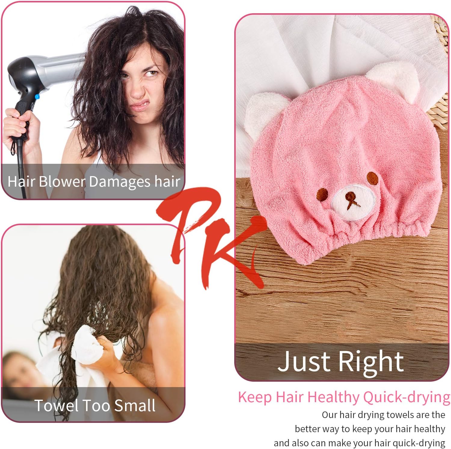 Lamoutor 3Pcs Hair Drying Towel for Kids