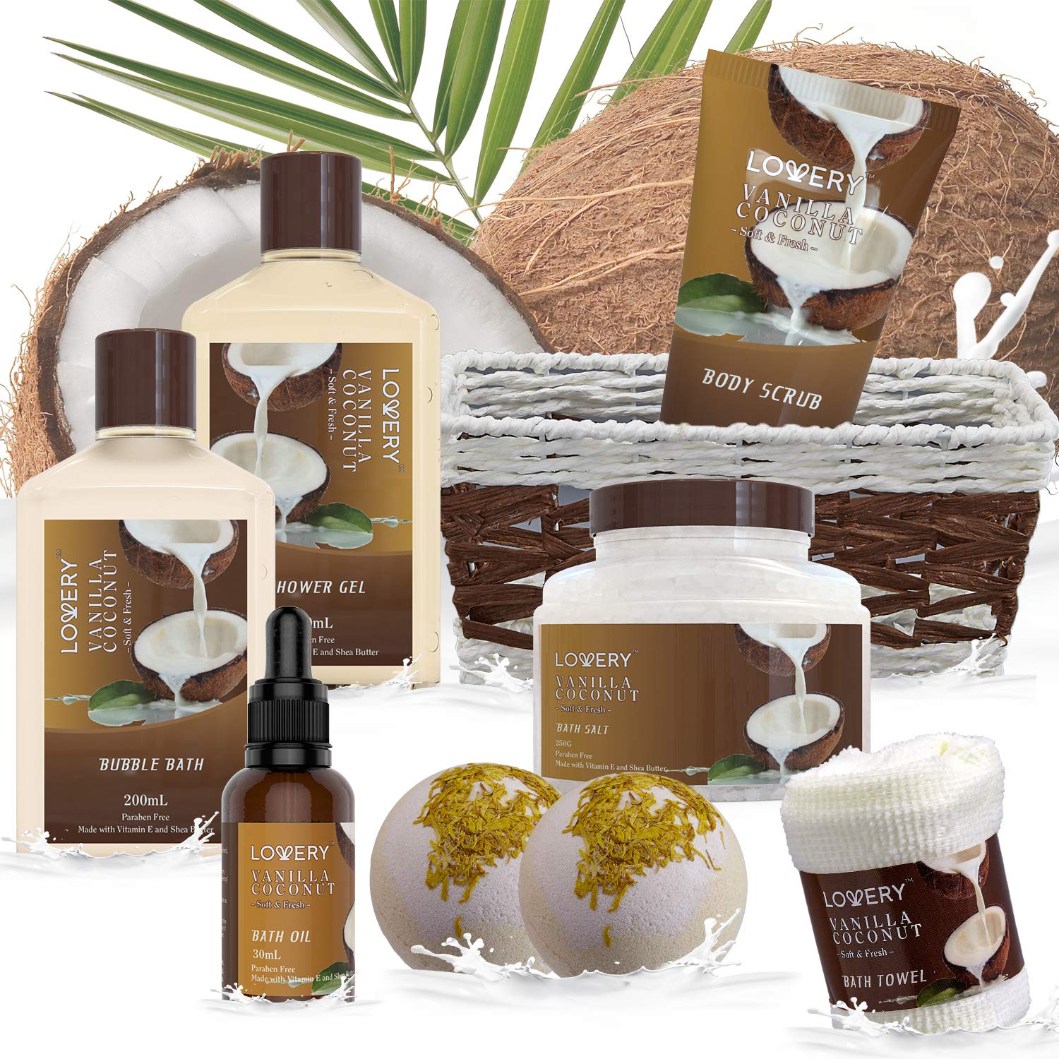 LOVERY 9 Piece Spa Gift Basket for Women and Men