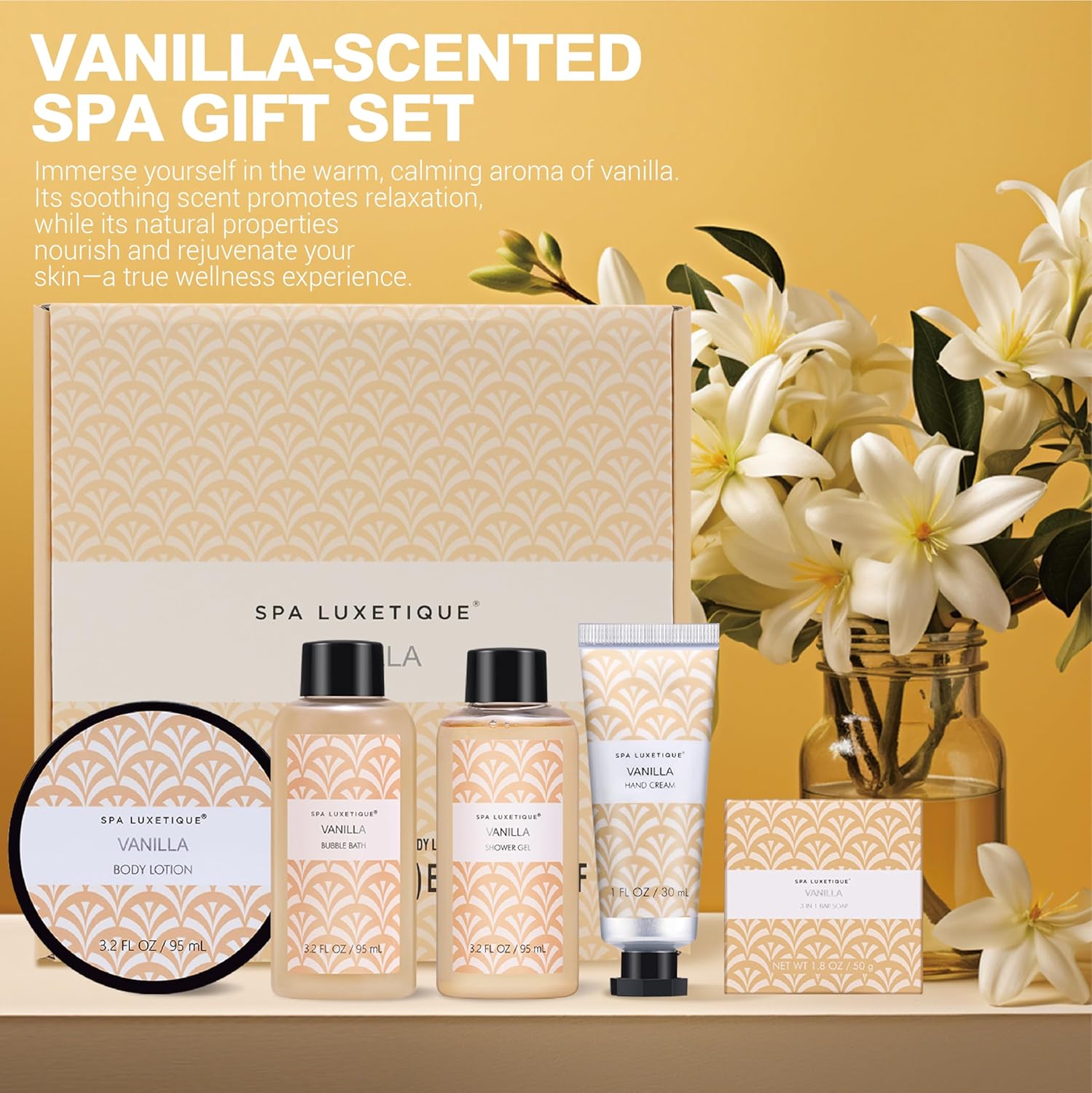 Spa Luxetique 6pc Vanilla Bath Set for Women