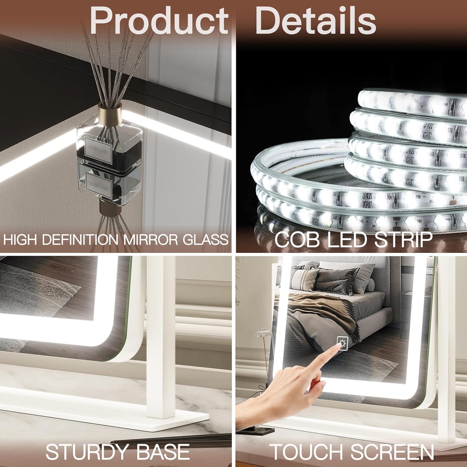 FENNIO Vanity Mirror with LED Lights and Touch Control 1