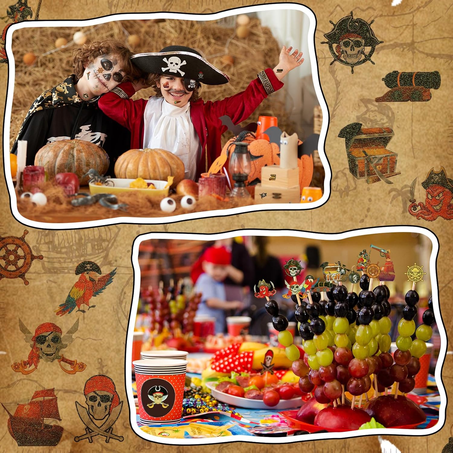 Landhoow Pirate Glitter Temporary Tattoos 240 Pcs