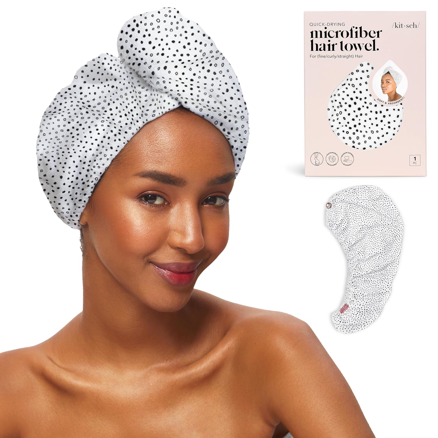 Kitsch Microfiber Hair Towel Wrap - Ultra Soft Quick Dry Anti-Frizz