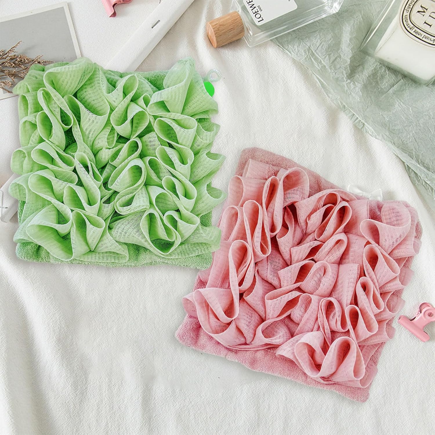 Laueob Loofah Cloth 2 in 1 Bath Combo