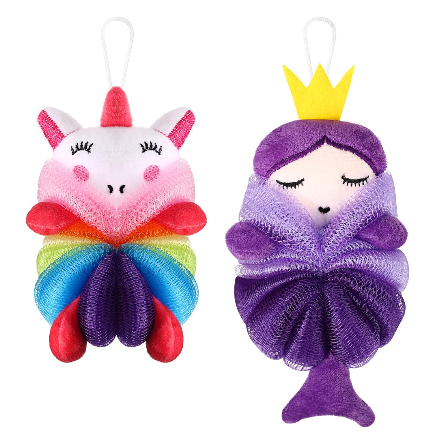 Nuenen 2 Pcs Kids Bath Loofahs with Cartoon Designs