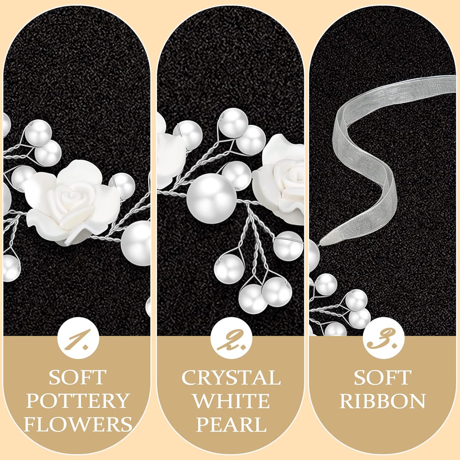 Tanfeine Princess Headband with Pearls and White Flowers for Girls First Communion