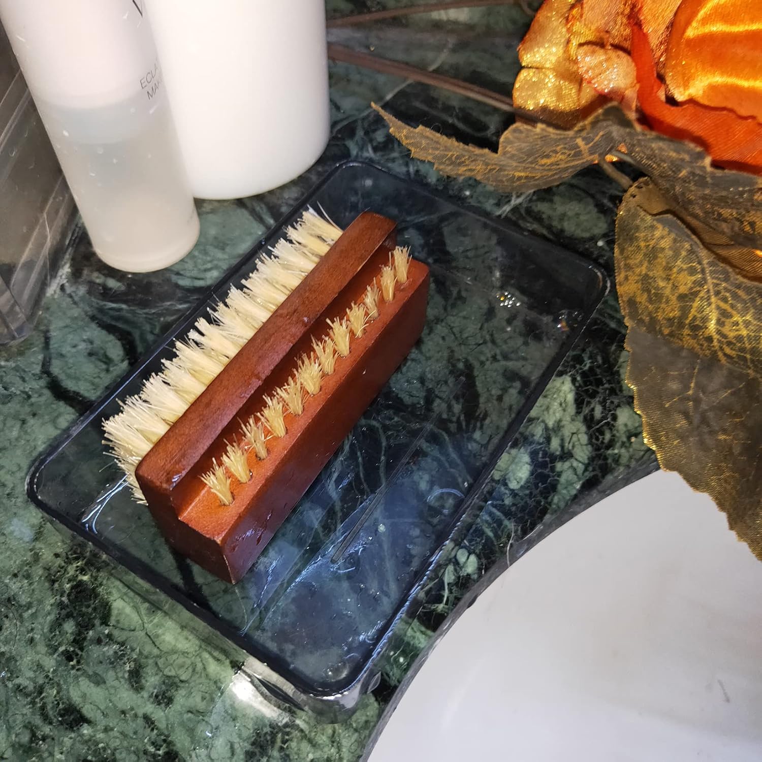 Coralpearl Wooden Nail Brush Cleaner Rosewood Two Sided