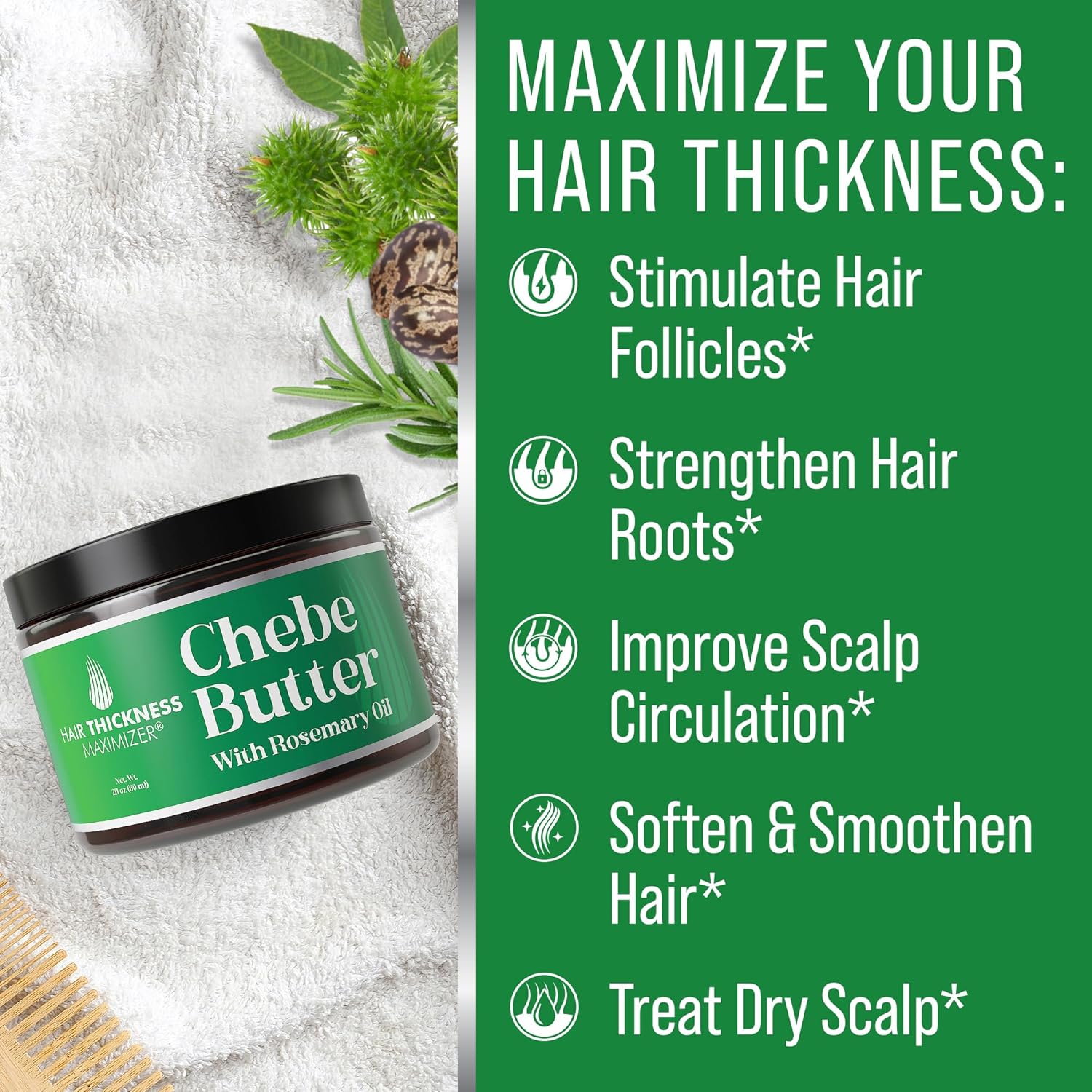Chebe Rosemary Oil Hair Butter 2oz for Growth and Thickening