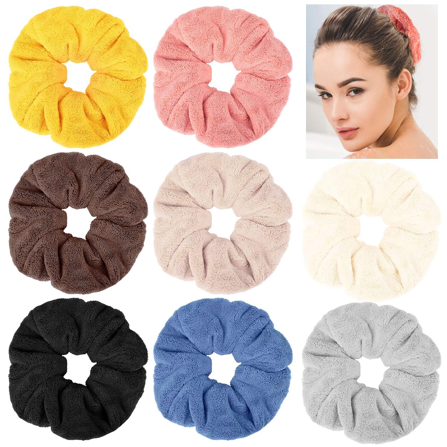 Chuangdi 8-Piece Colorful Microfiber Hair Scrunchies