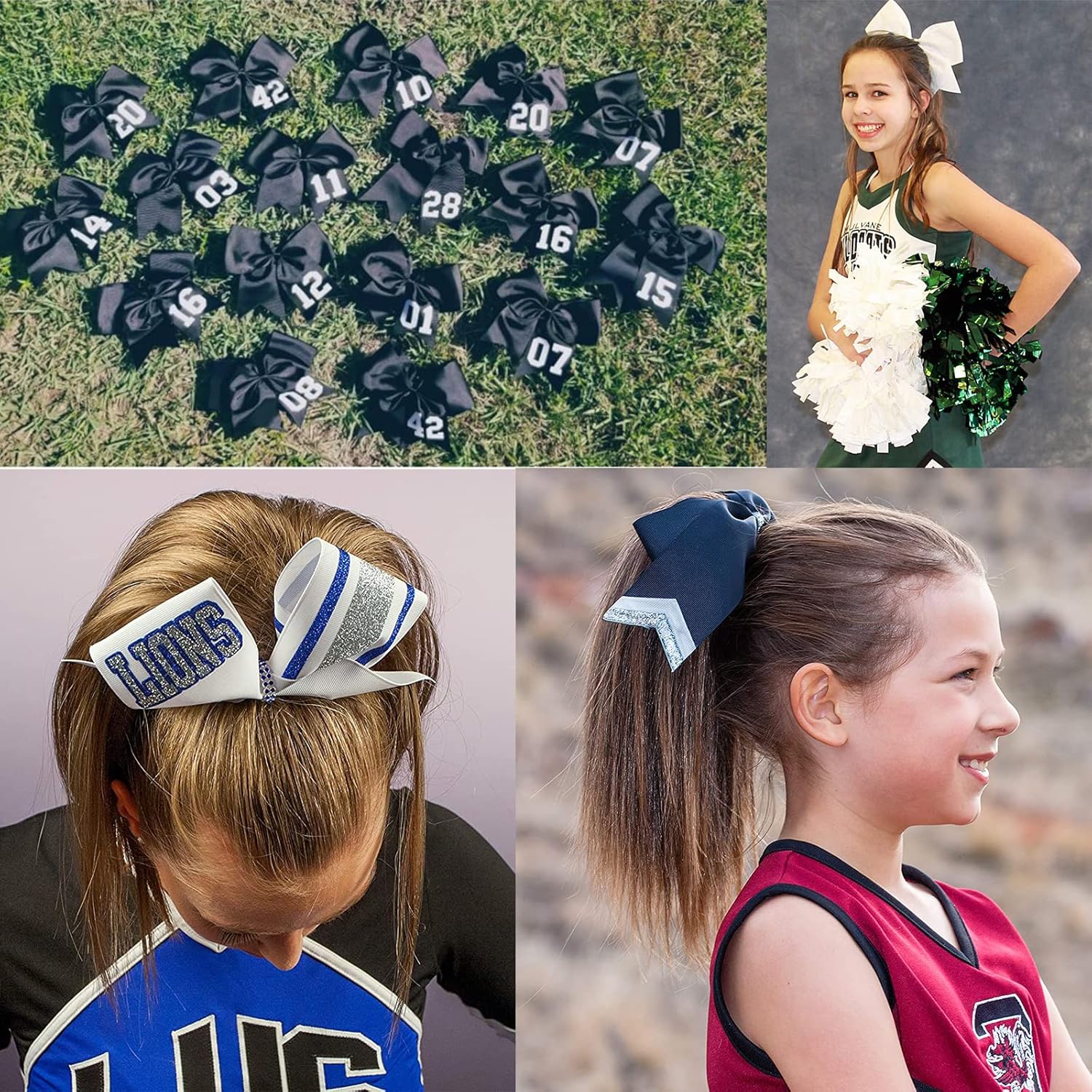 2 PCS 7 Inch Red Sequin Cheer Hair Bows for Teen Girls