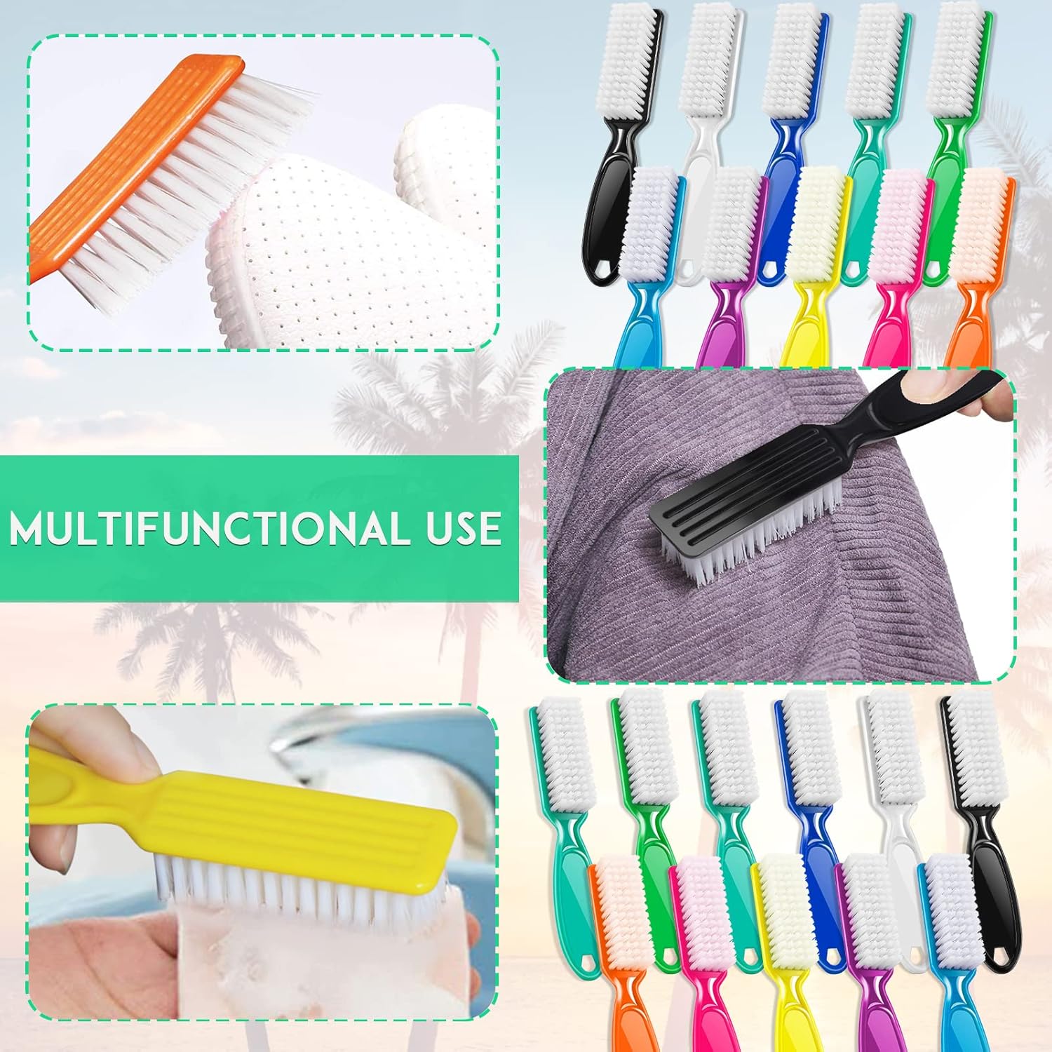 NICEMOVIC 24 Pcs Handle Grip Nail Brush Kit