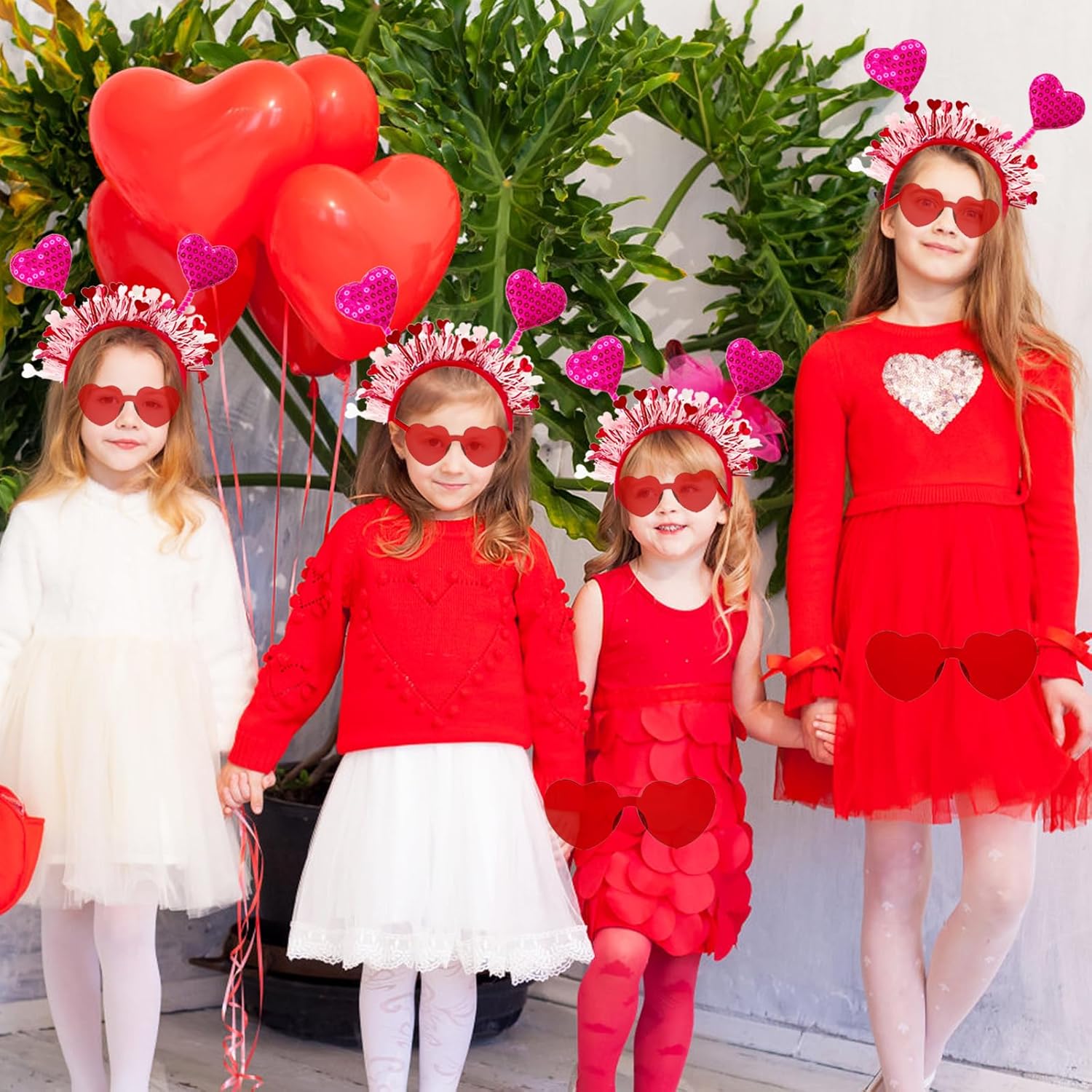 12 Pcs Heart Headband and Glasses Set for Valentine Party