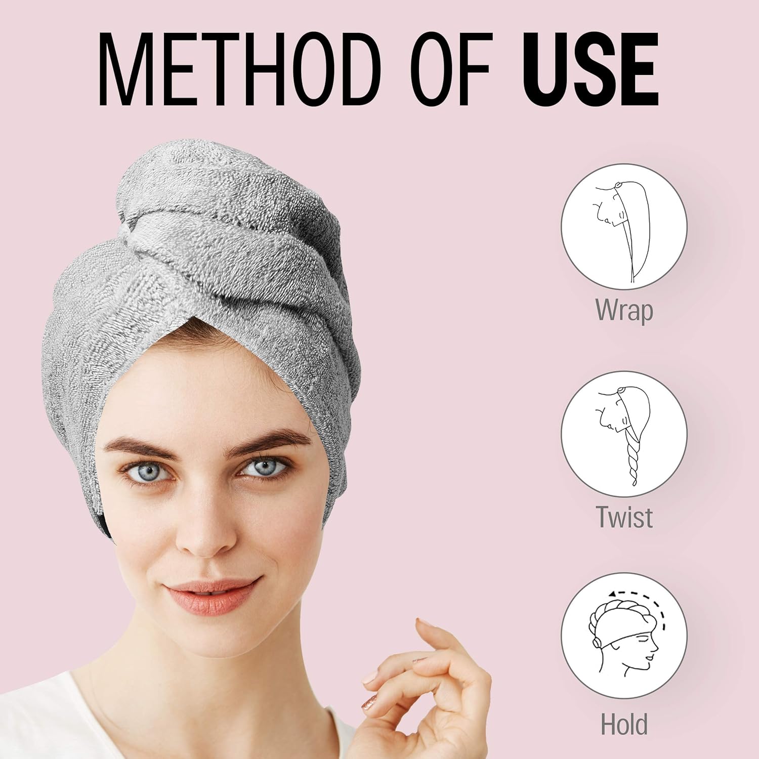 KEEPOZ Hair Towel Wrap for Women 100 Cotton Turban Head Wrap