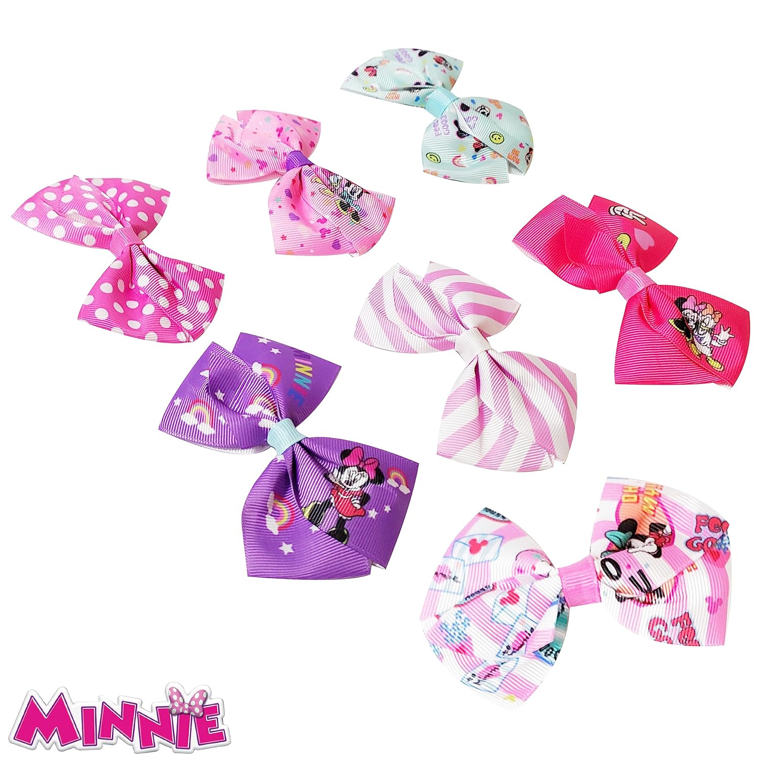Disney Minnie Mouse Hair Bow Set - 7 Pieces with Clips