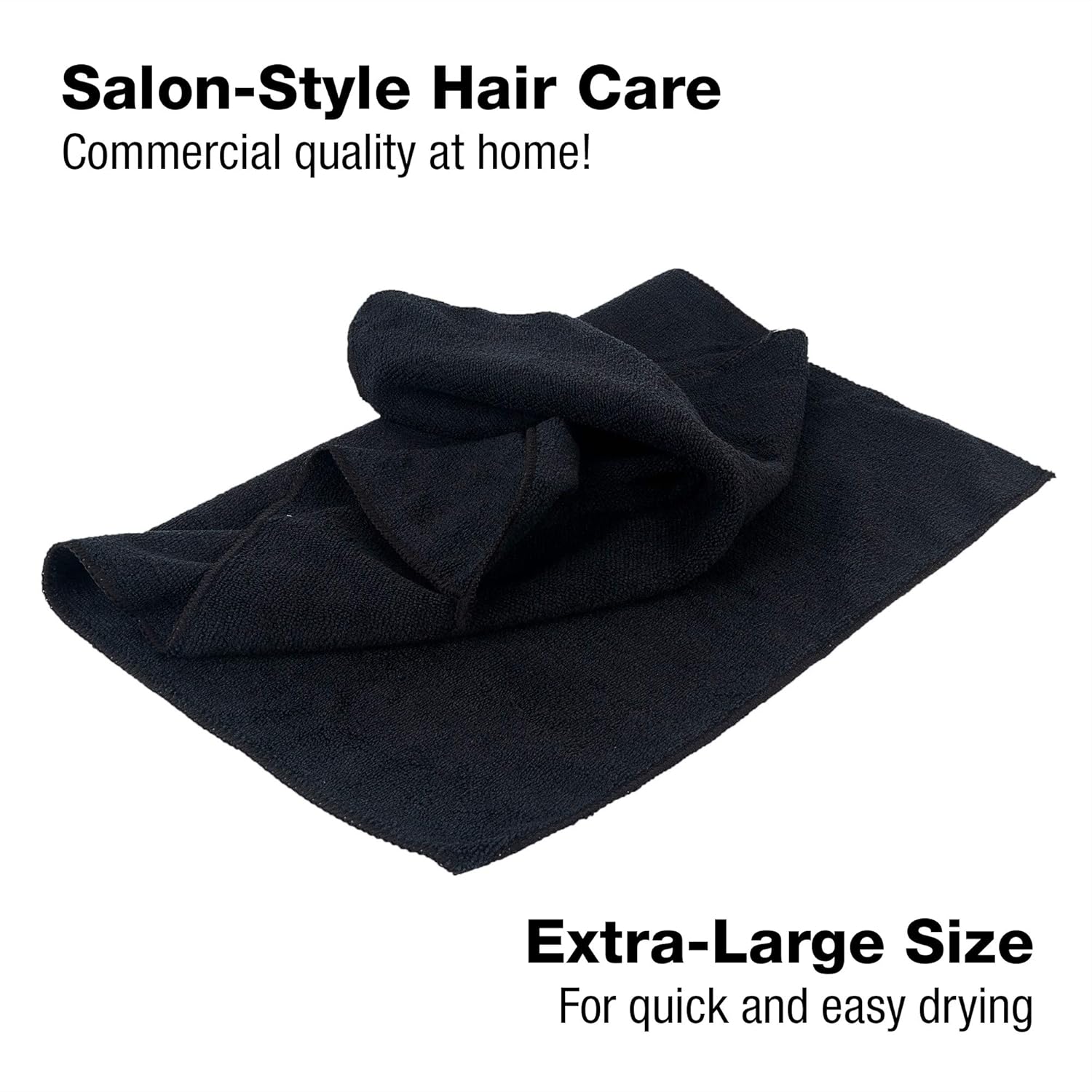 Eurow Microfiber Salon Towels 16x29 Inches 10-Pack Black