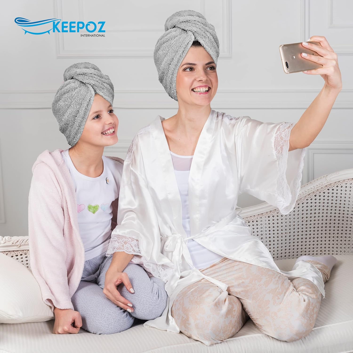 KEEPOZ Hair Towel Wrap for Women 100 Cotton Turban Head Wrap